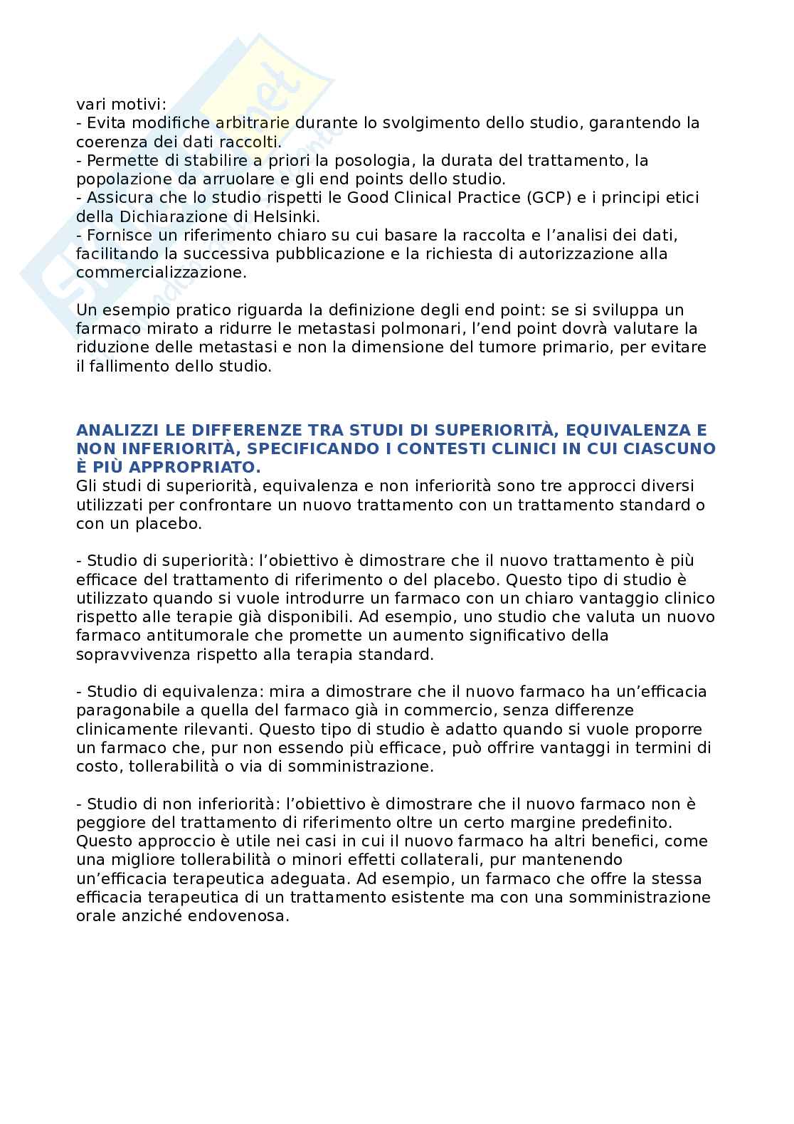 Domande e risposte Metodologie di farmacologia preclinica e clinica Pag. 11