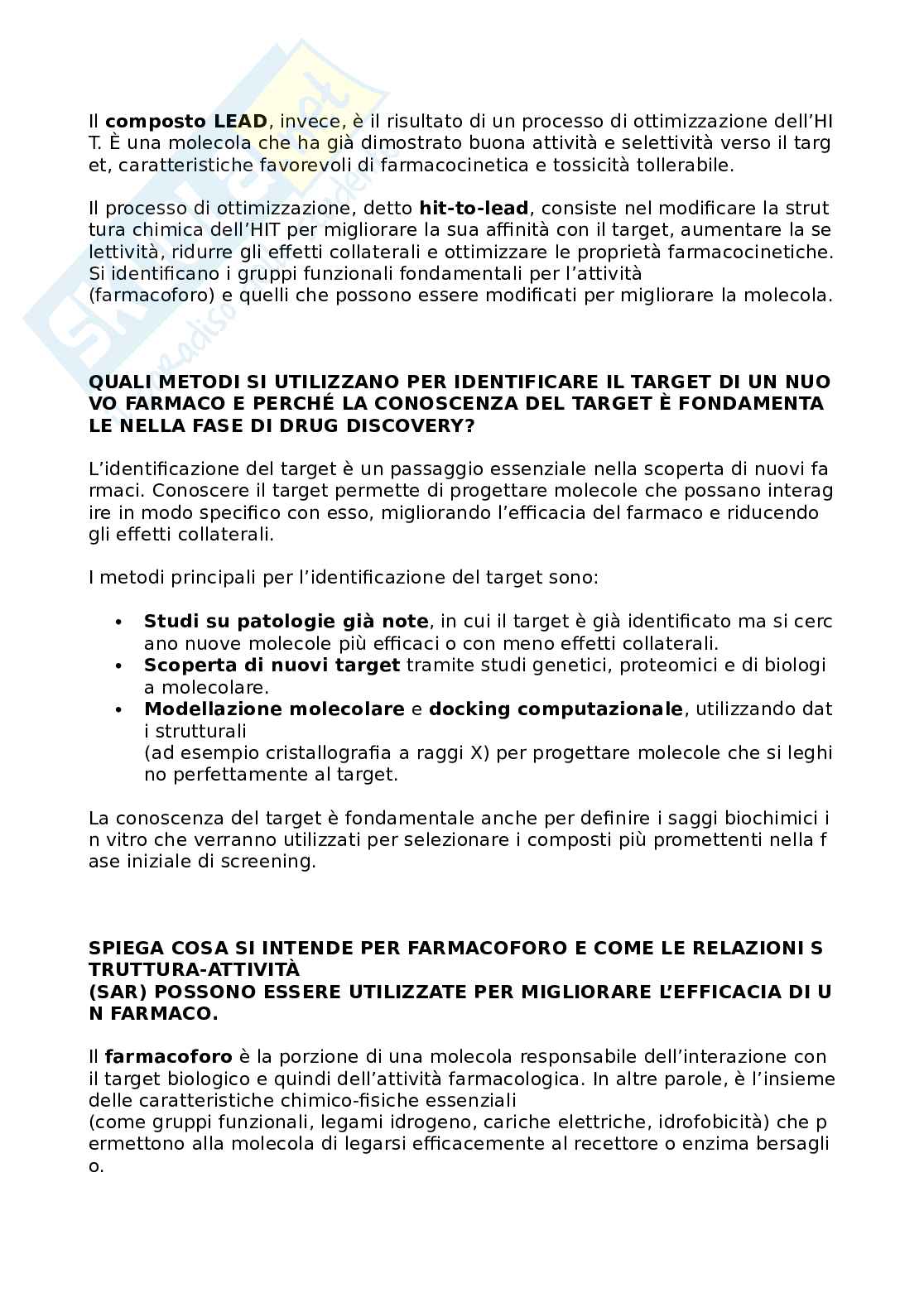 Domande e risposte Metodologie di farmacologia preclinica e clinica Pag. 2