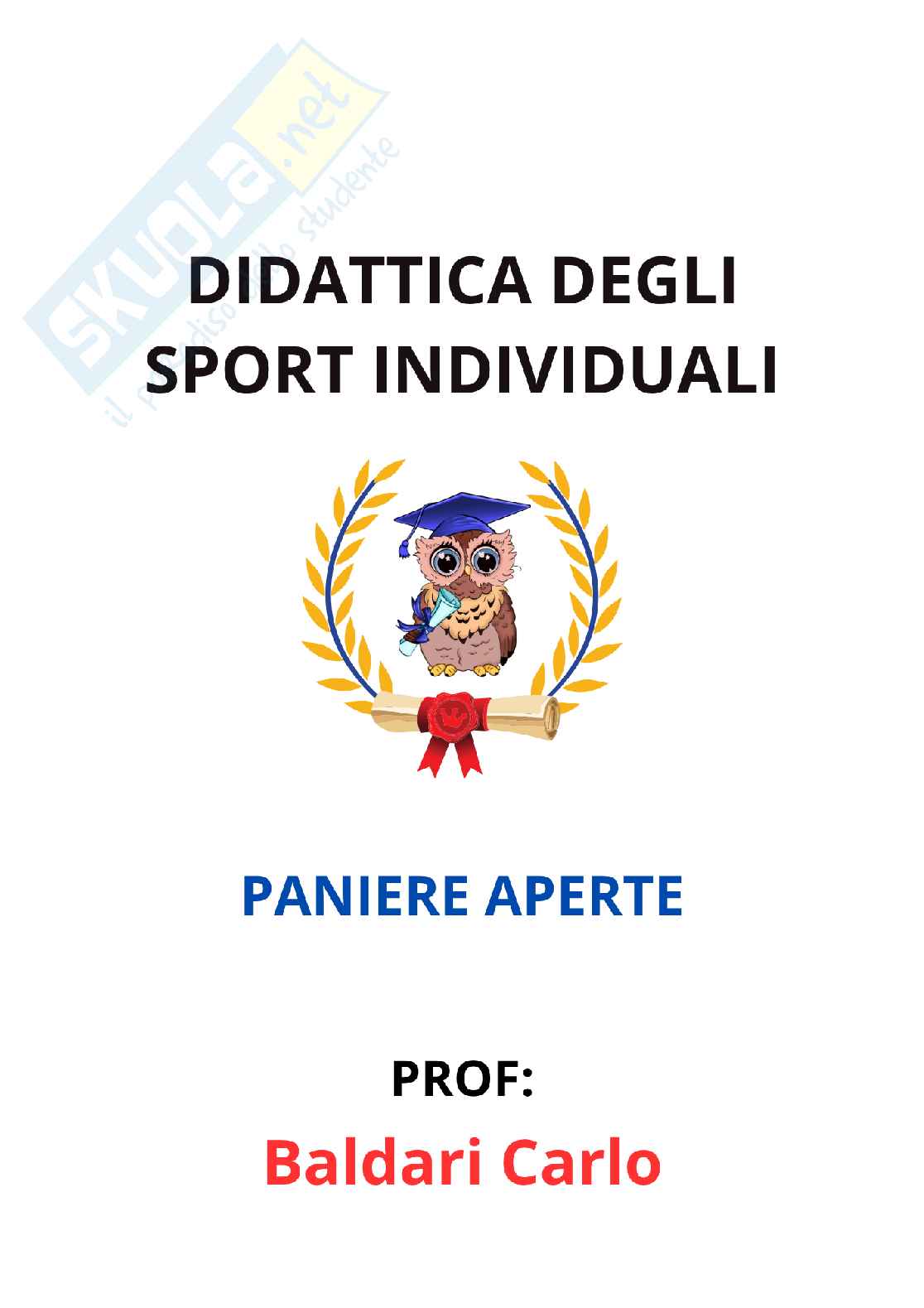 Paniere Didattica degli sport individuali (2026) - Risposte aperte corrette  Pag. 1