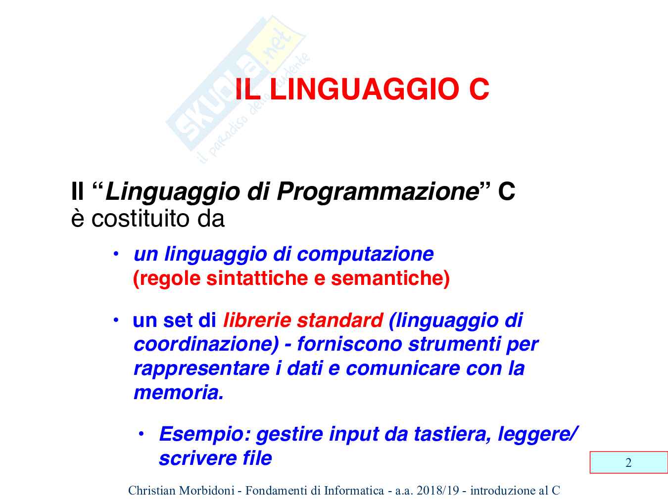 Introduzione al C Pag. 2