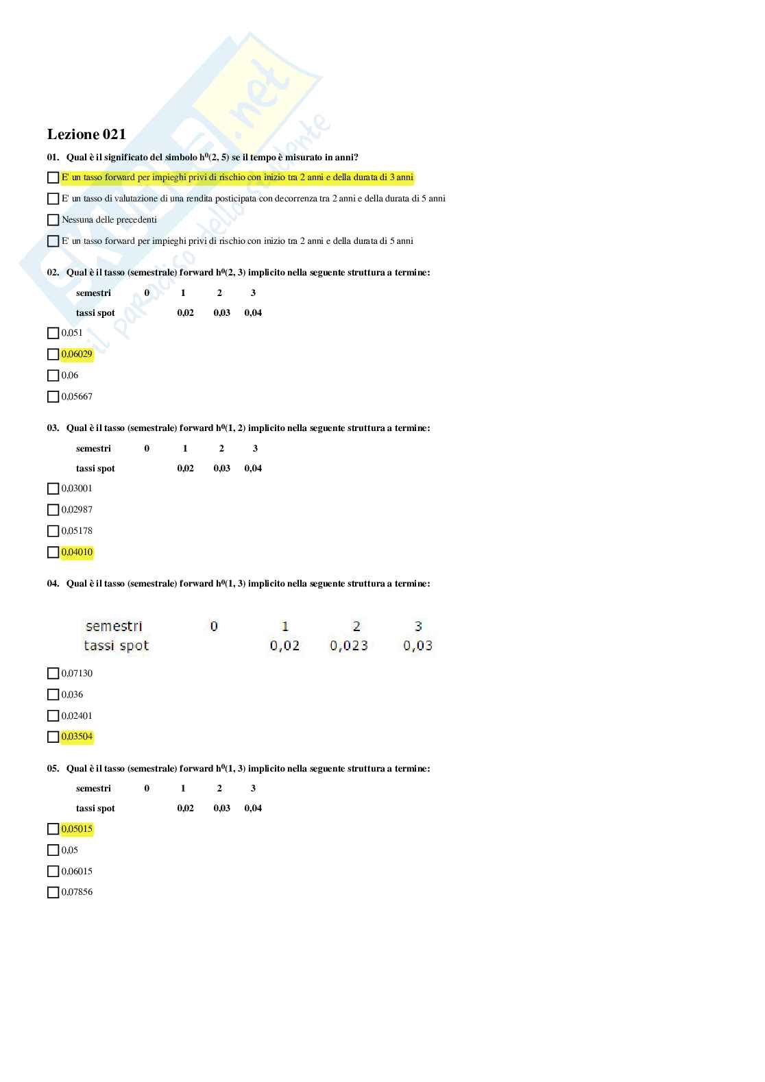 Paniere Matematica Finanziaria - multiple Pag. 26