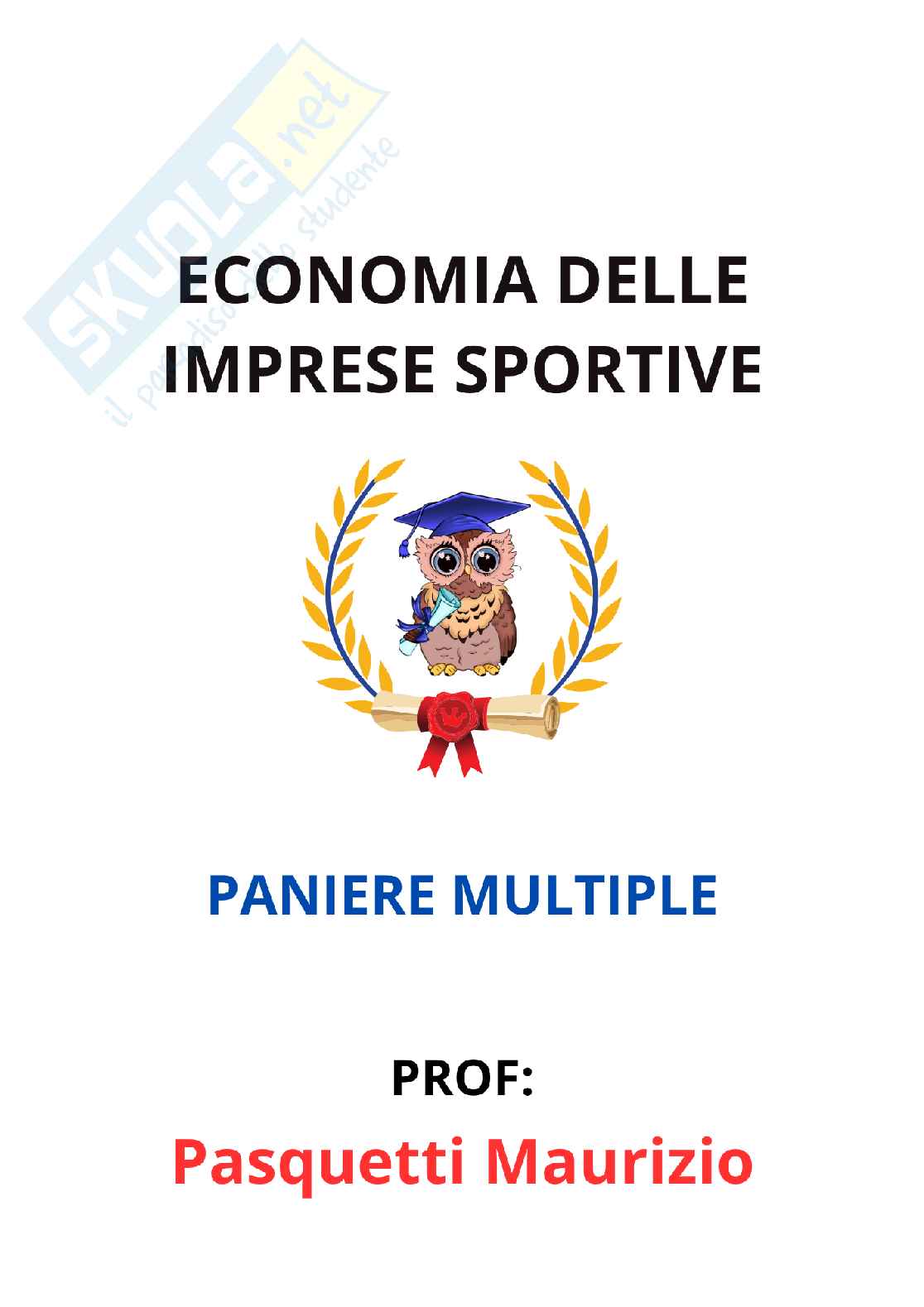 Paniere Economia delle imprese sportive (2026) - Risposte multiple corrette Pag. 1