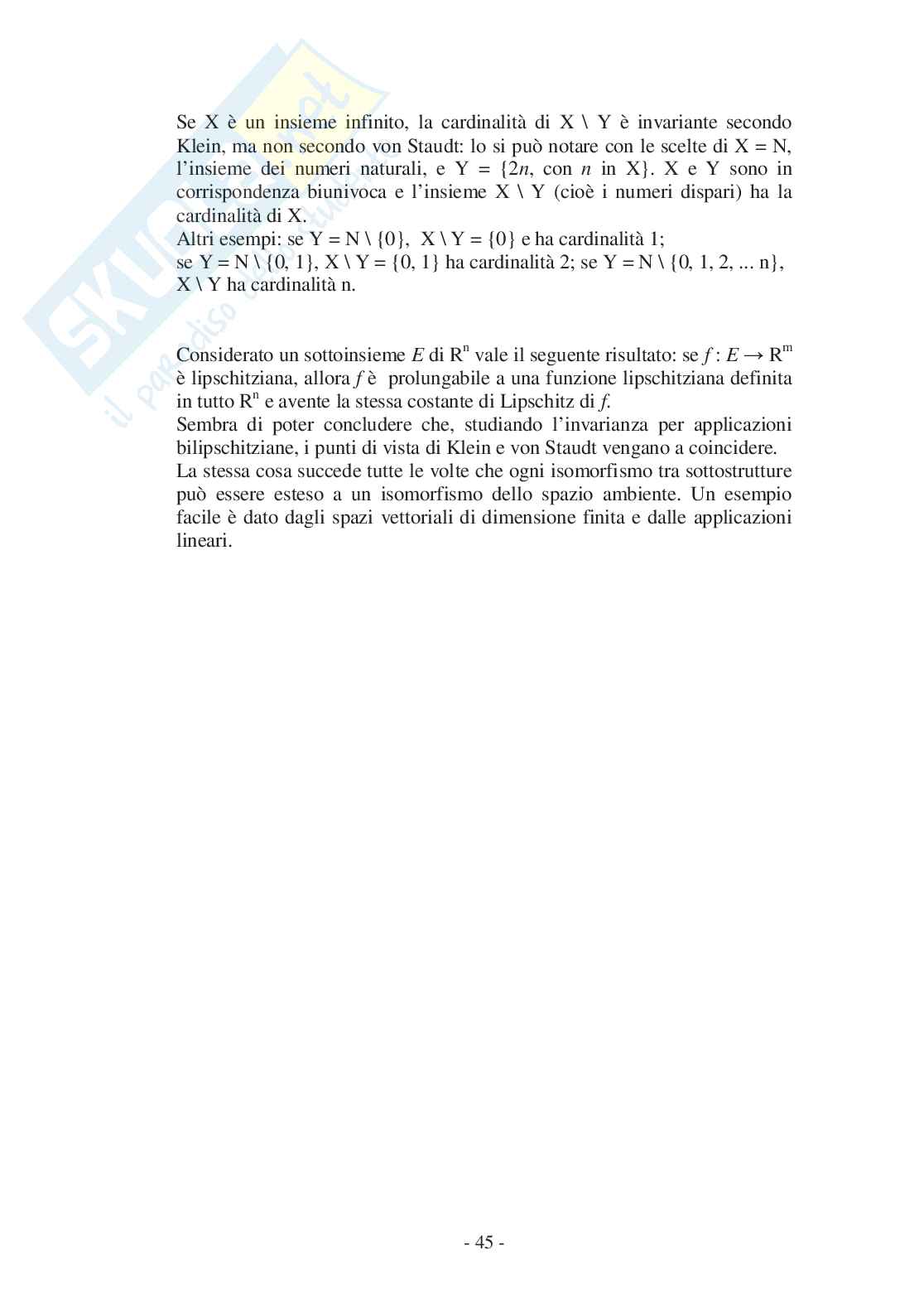 Trasformazioni geometriche e proprietà invarianti: i punti di vista di Klein e di von Staudt Pag. 46