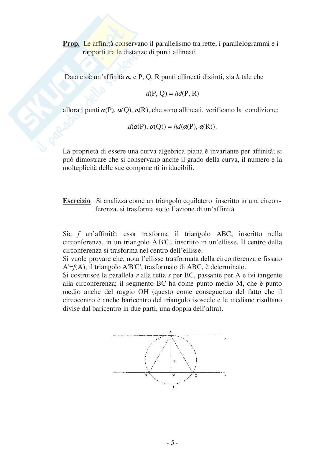 Trasformazioni geometriche e proprietà invarianti: i punti di vista di Klein e di von Staudt Pag. 6