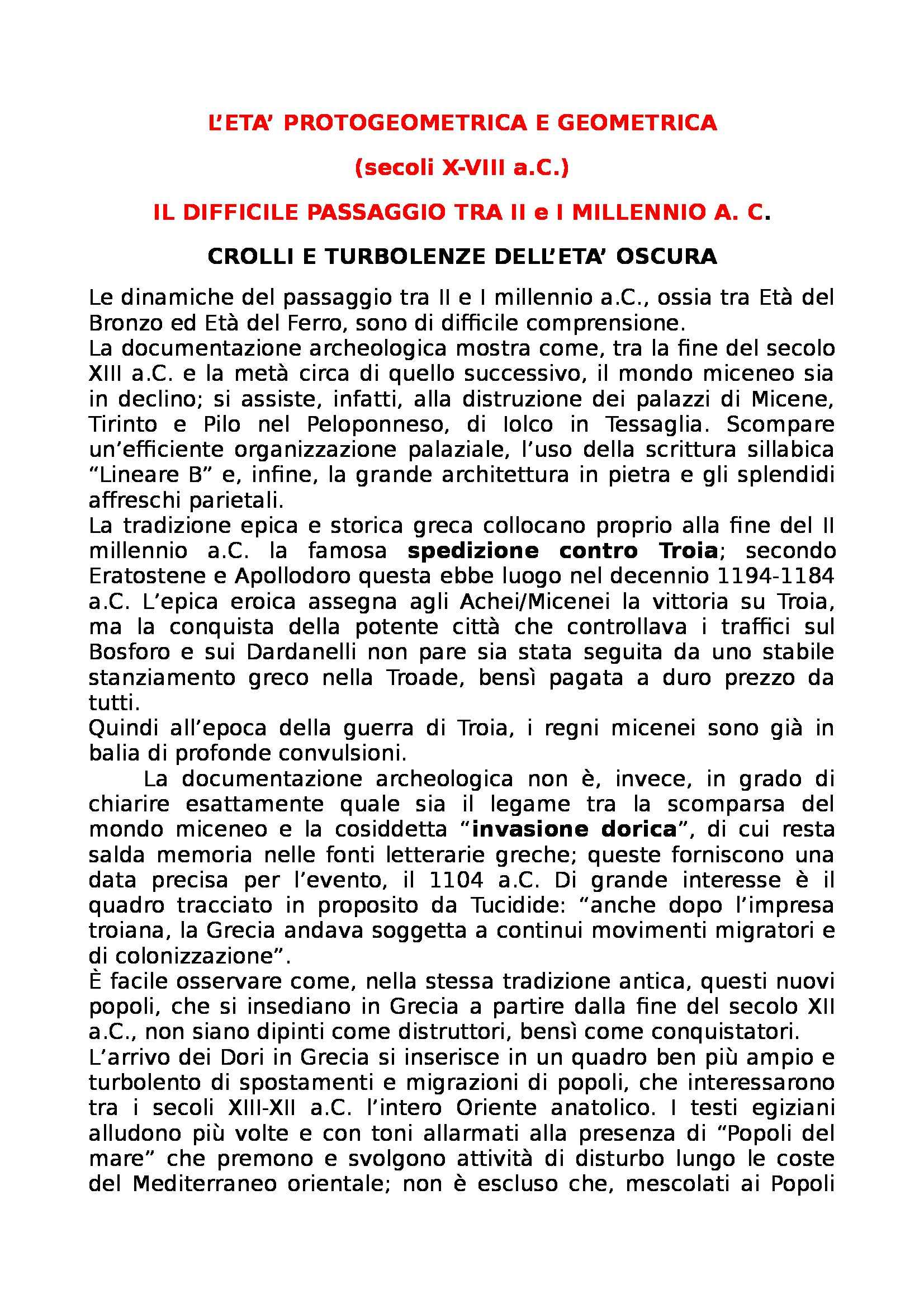Riassunto esame Archeologia e Storia dell'Arte Greca e Romana, prof. De Tommaso, libro consigliato Arte greca, Bejor Pag. 1