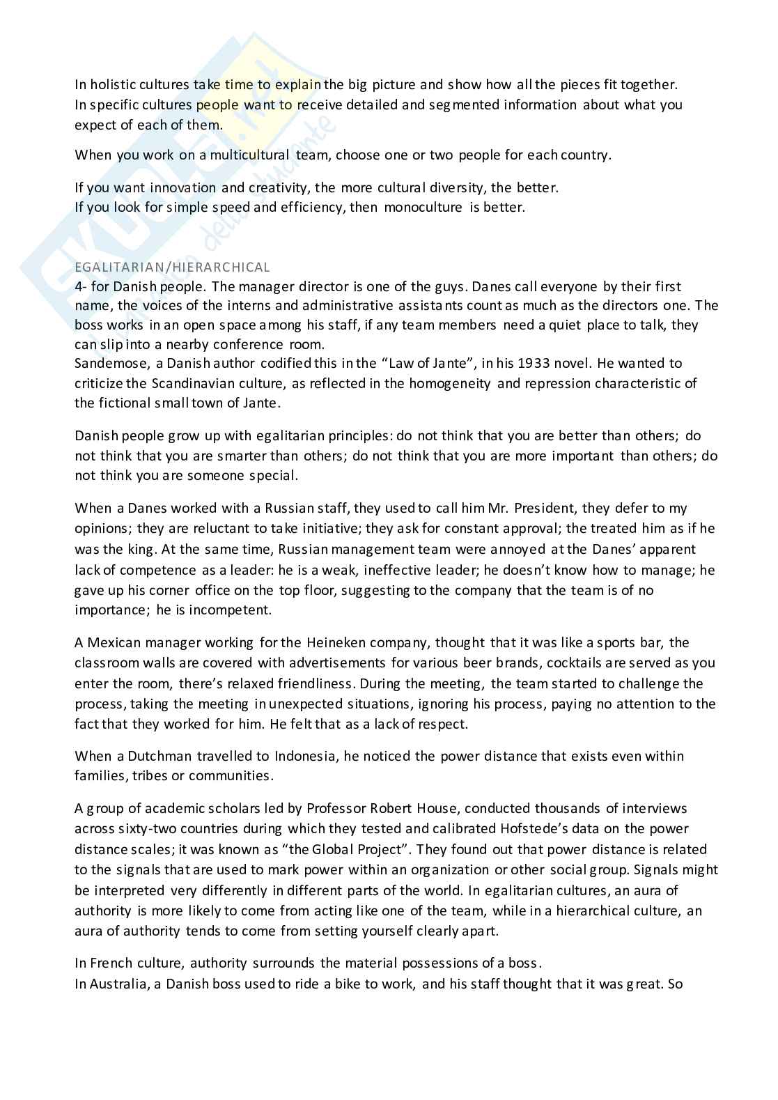 Riassunto esame Lingua inglese, Prof. Zazzeroni Elisabetta, libro consigliato The Culture map, Meyer Pag. 6