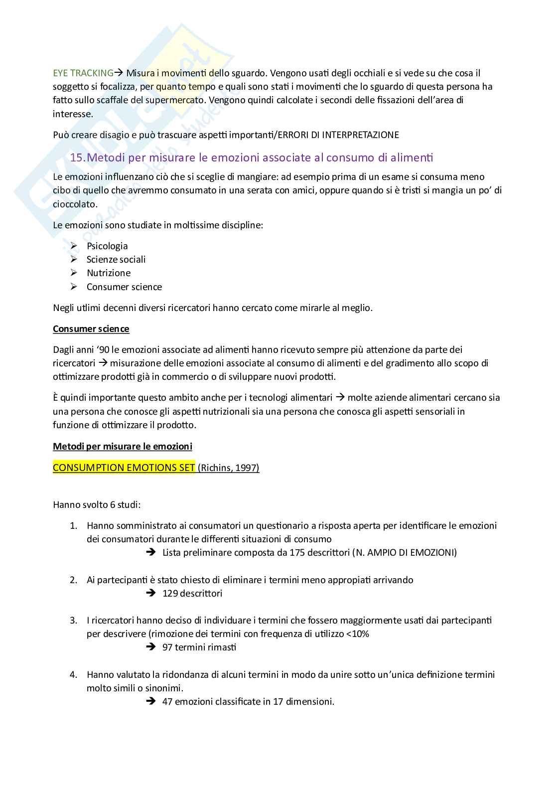Riassunto esame Consumer science, Prof. Pagliarini Ella, libro consigliato Valutazione sensoriale, Ella Pagliarini Pag. 46