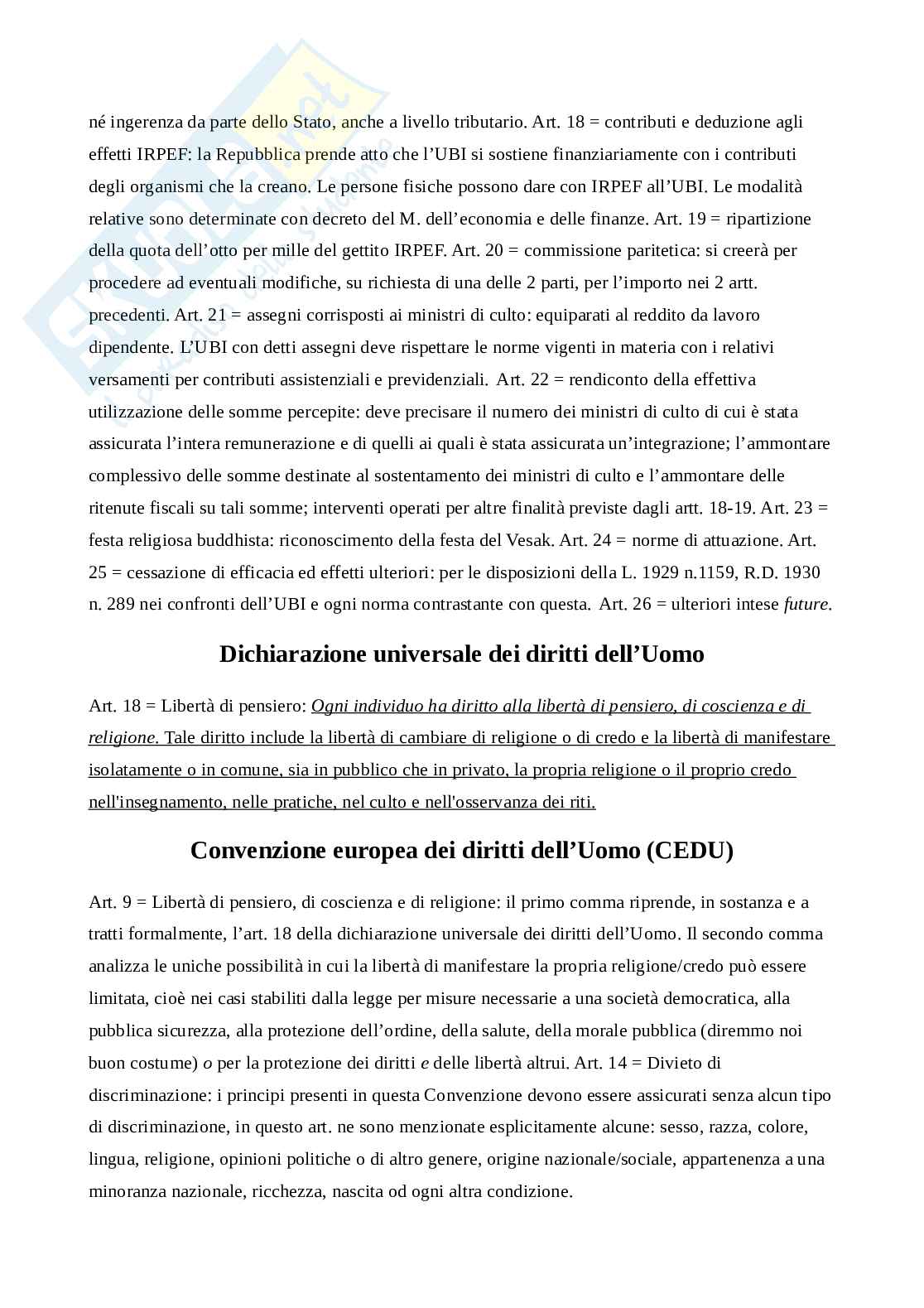Riassunto esame Diritto ecclesiastico, Prof. Ventura Marco, libro consigliato Diritto e religione, Consorti Pag. 16