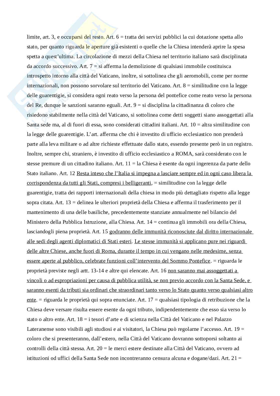 Riassunto esame Diritto ecclesiastico, Prof. Ventura Marco, libro consigliato Diritto e religione, Consorti Pag. 2