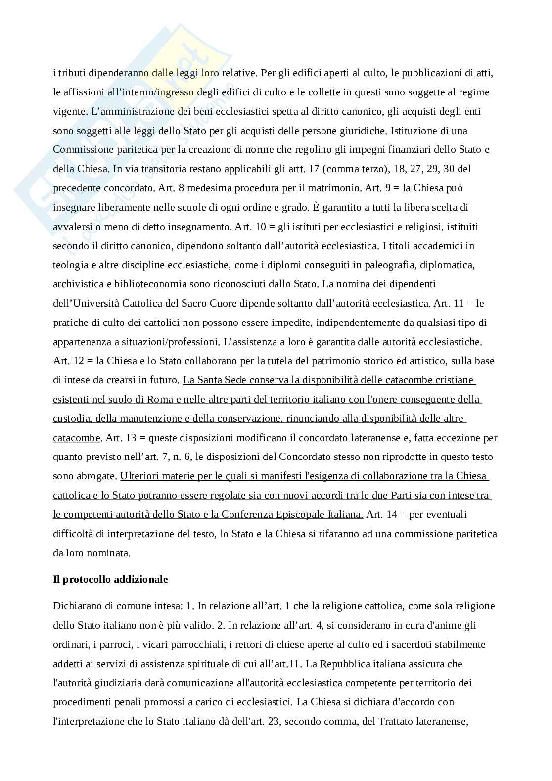 Riassunto esame Diritto ecclesiastico, Prof. Ventura Marco, libro consigliato Diritto e religione, Consorti Pag. 6