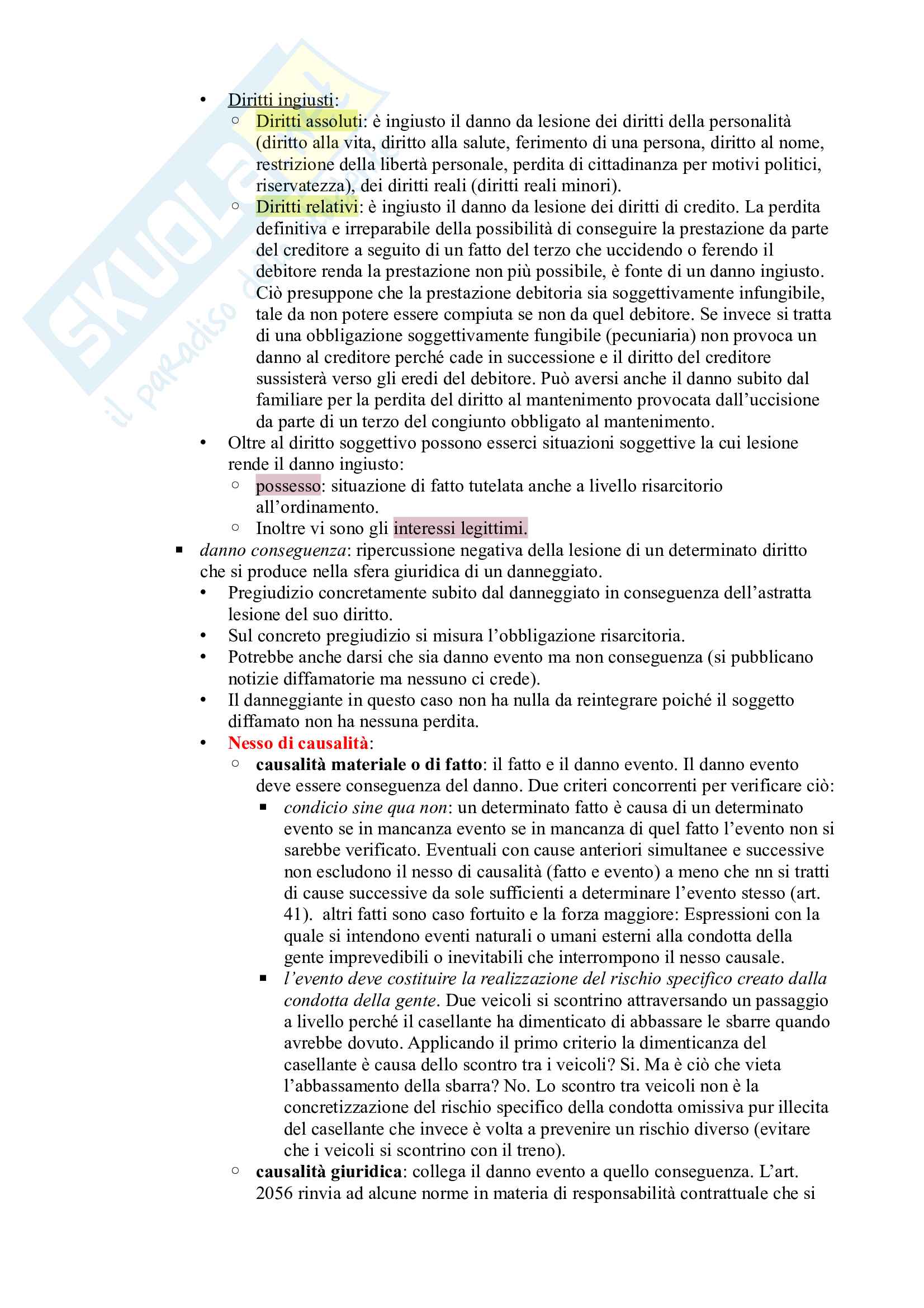 Lezioni 16 e 17(Fatto illecito elementi soggettivi obbligazione risarcitoria) Pag. 2
