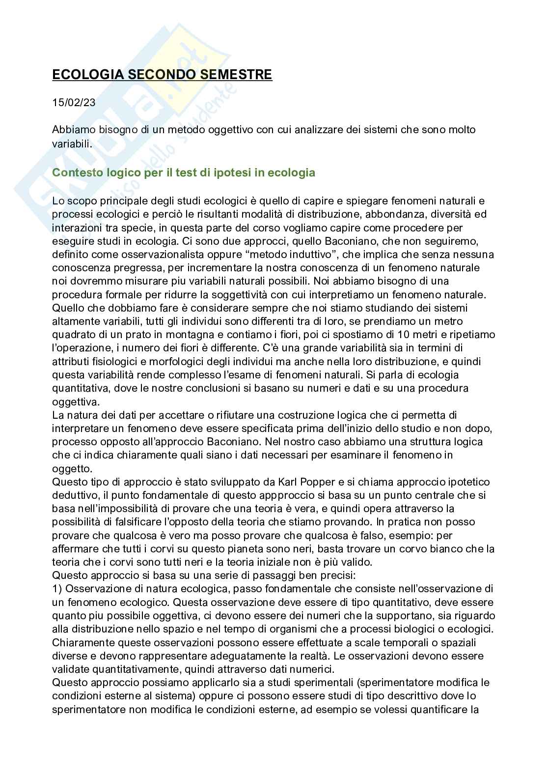 Appunti per l'esame di Ecologia Pag. 1
