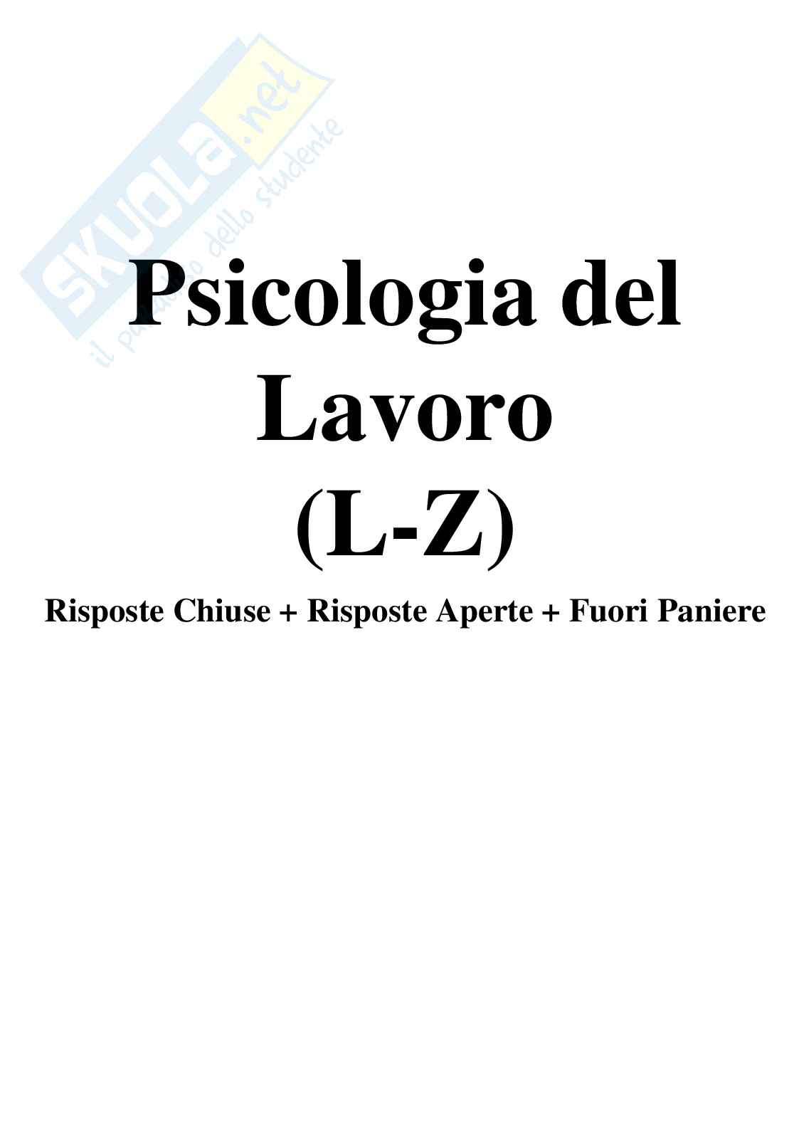 Psicologia del lavoro - Paniere compilato Pag. 1