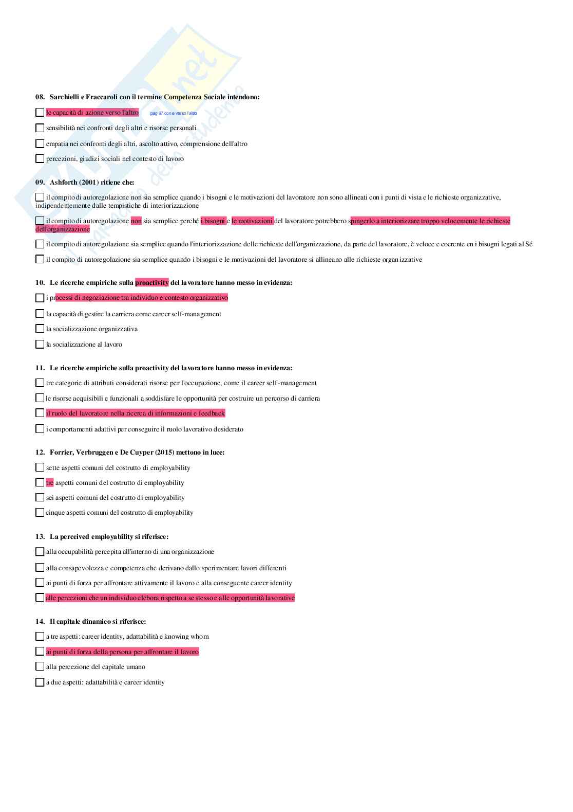 Psicologia del lavoro - Paniere compilato Pag. 11
