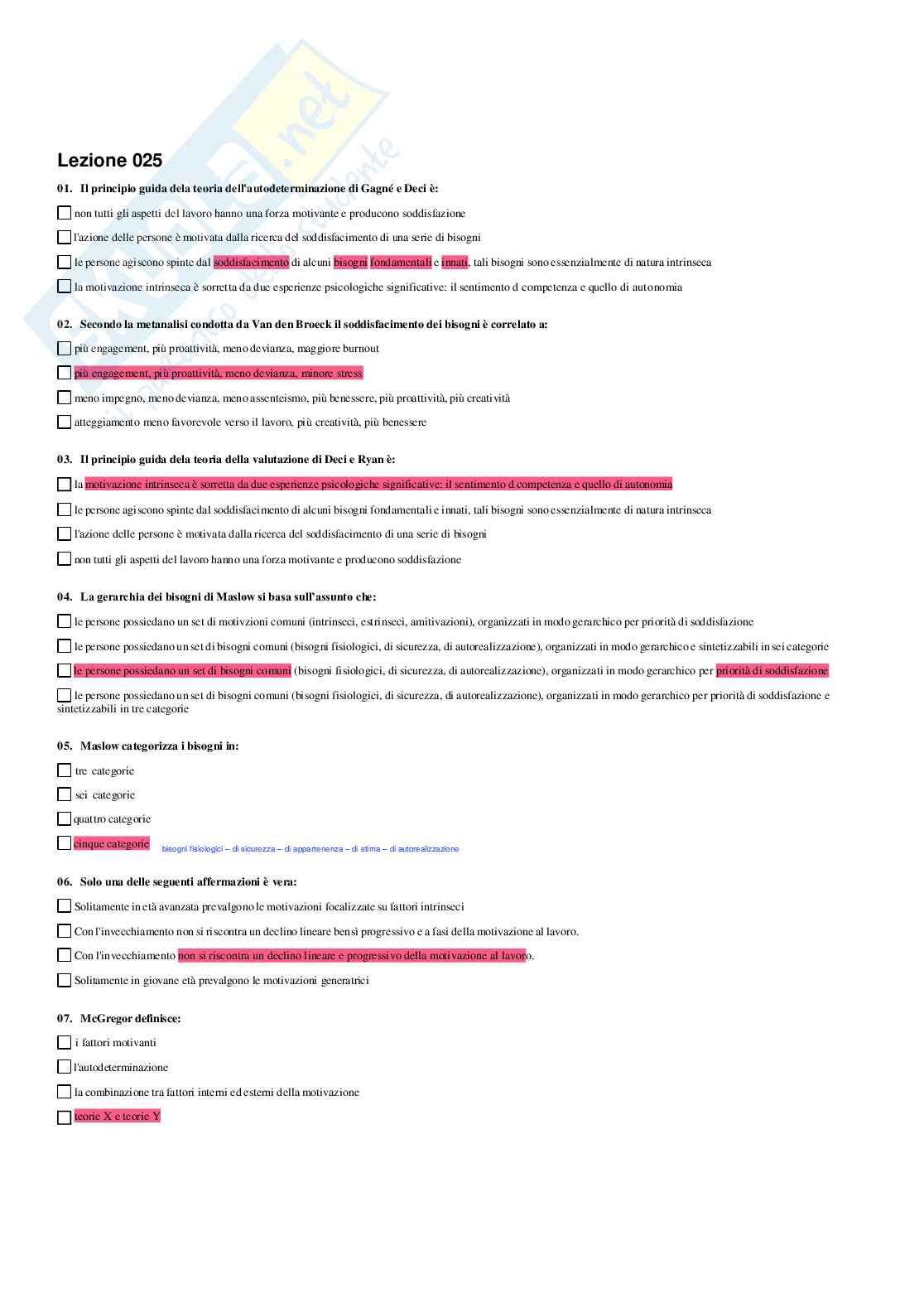 Psicologia del lavoro - Paniere compilato Pag. 26