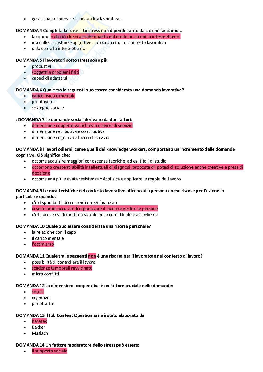 Psicologia del lavoro - Paniere compilato Pag. 56