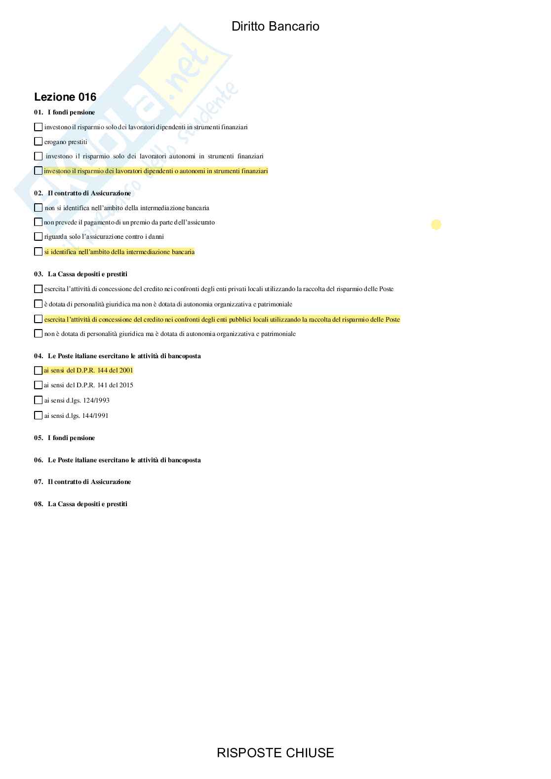 Diritto bancario - Paniere compilato Pag. 16