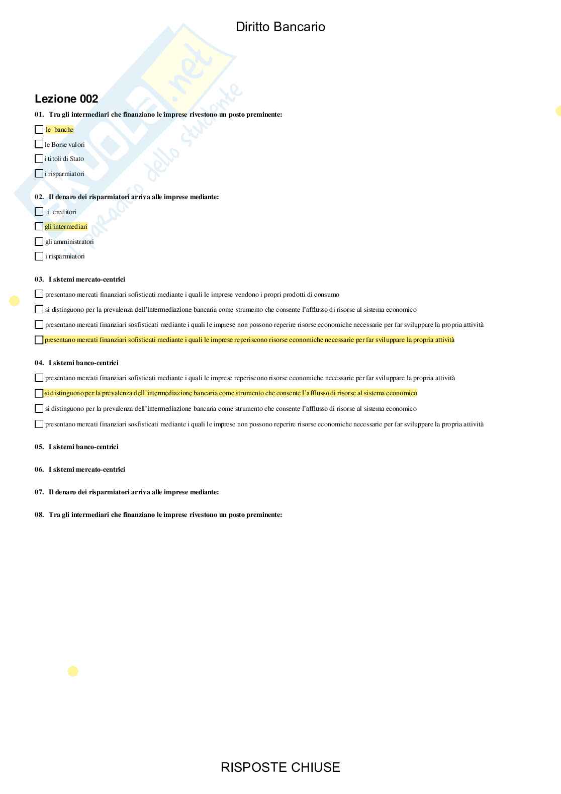 Diritto bancario - Paniere compilato Pag. 2