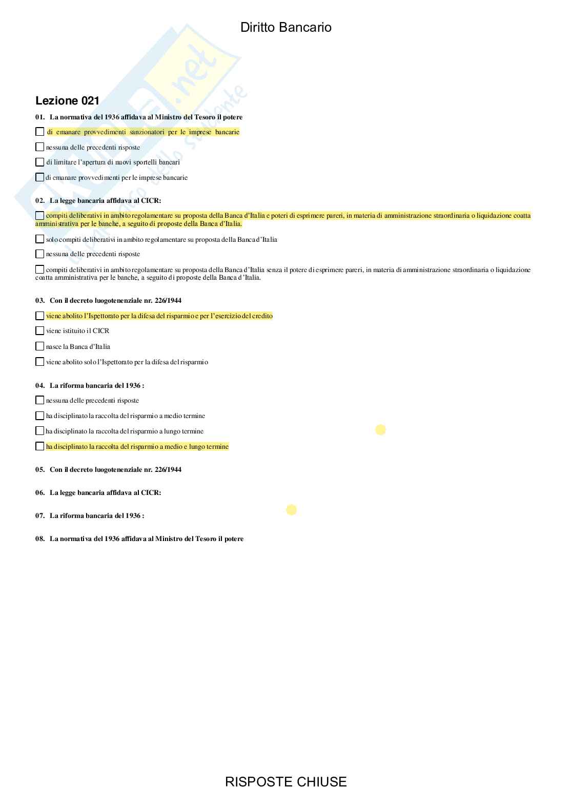 Diritto bancario - Paniere compilato Pag. 21