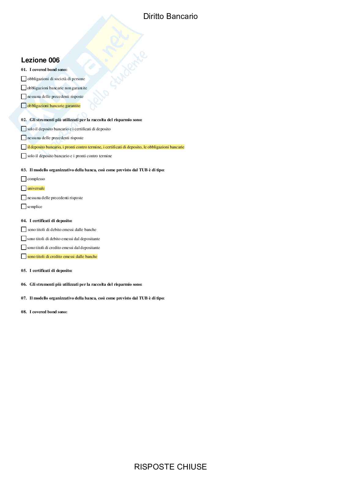 Diritto bancario - Paniere compilato Pag. 6