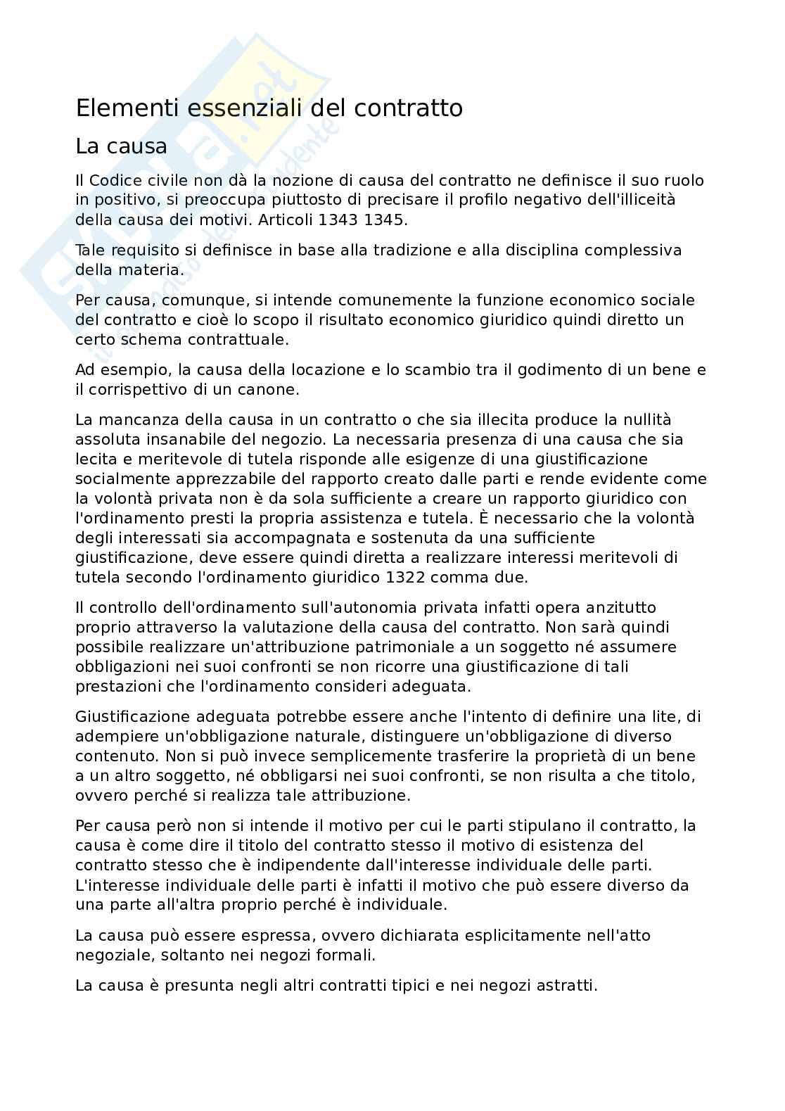 Disciplina degli elementi essenziali del contratto Pag. 1
