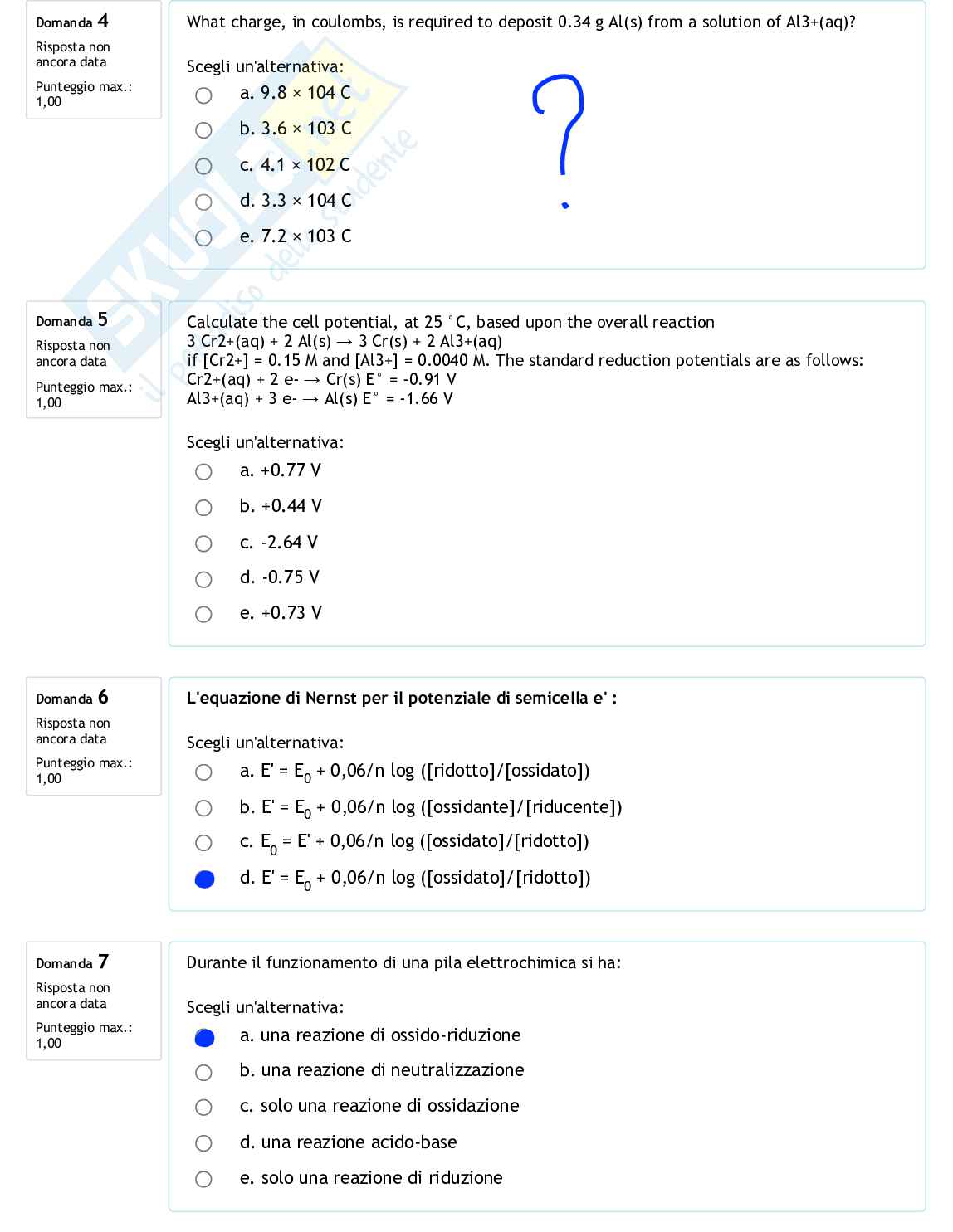 Prova d'esame di Chimica svolte Pag. 2
