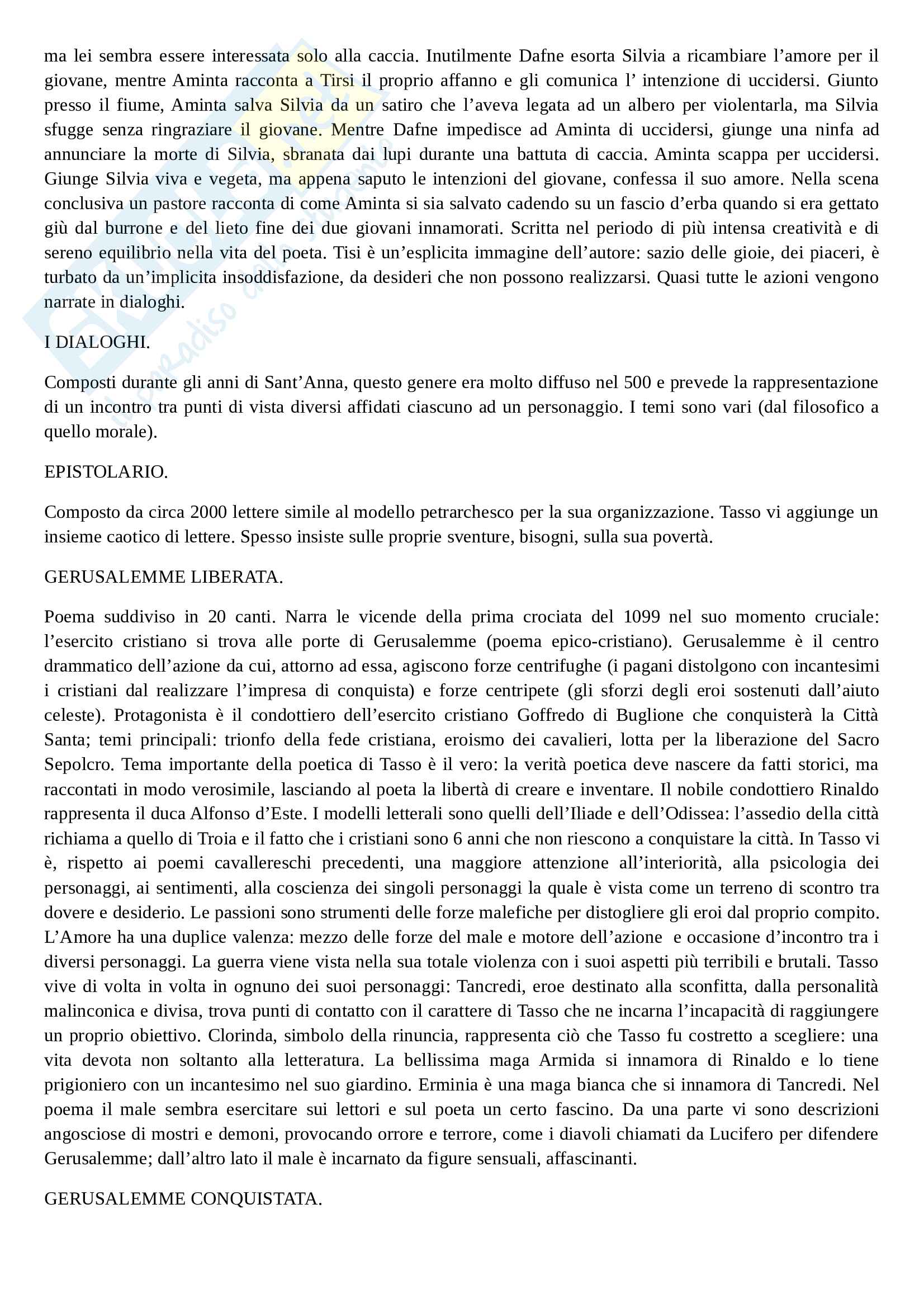 Dal 500 al 900. Riassunto di Letteratura italiana Pag. 2
