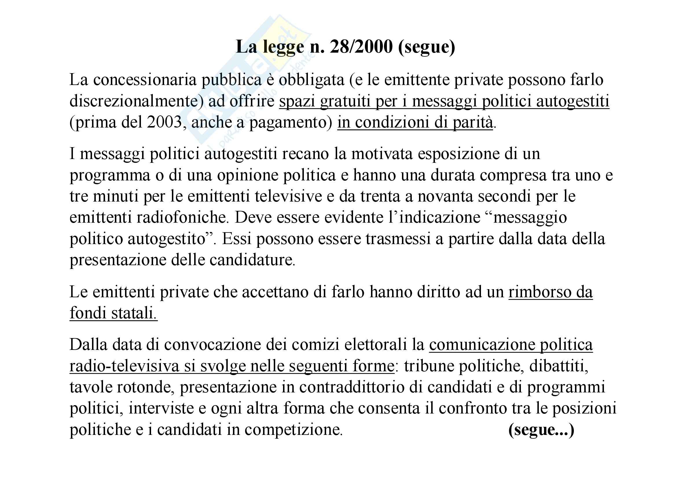 Diritto pubblico, dell'informazione e della comunicazione - la disciplina della comunicazione politica Pag. 31