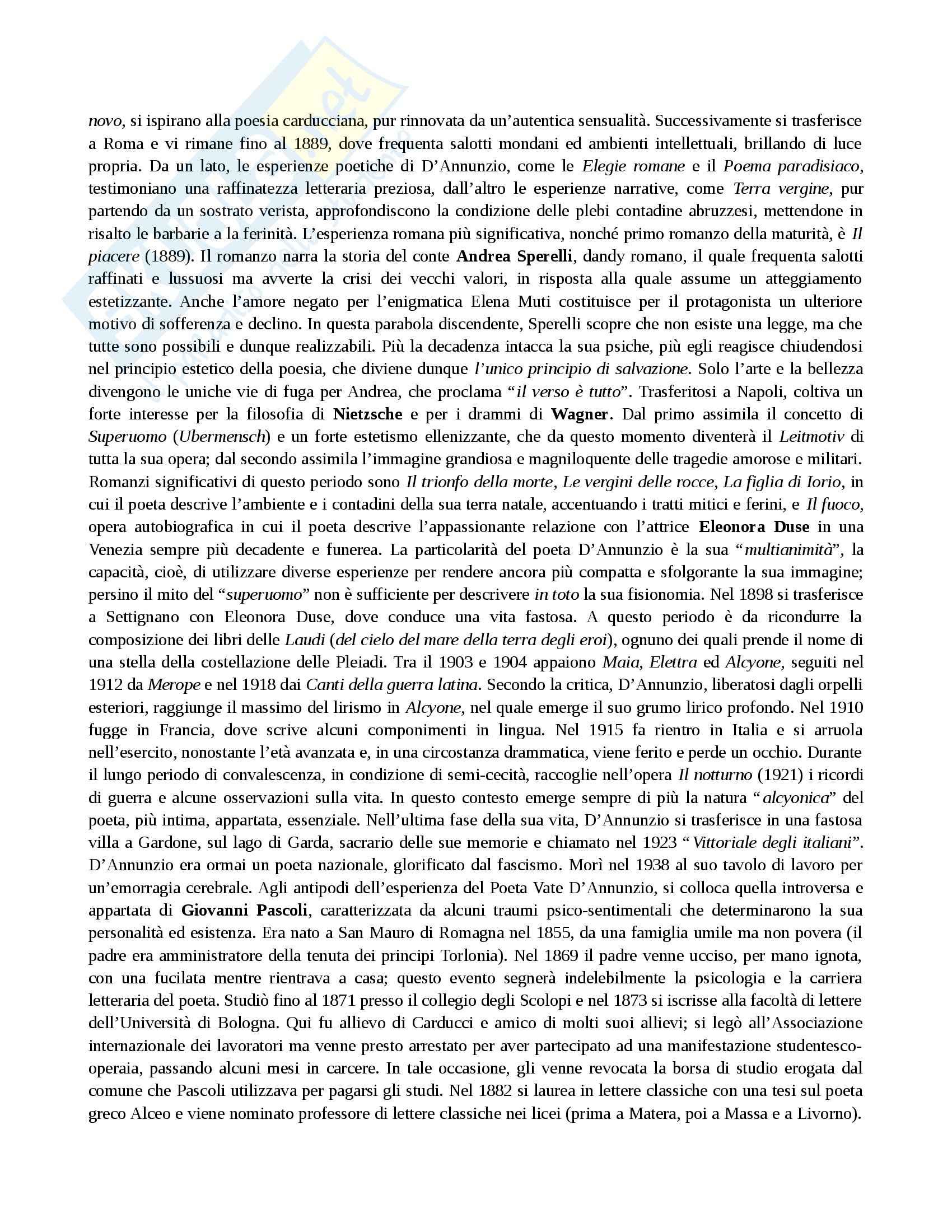 Riassunto esame Letteratura italiana, prof. Zancan, libro consigliato Breve storia della letteratura italiana II, L’Italia della Nazione, Asor Rosa Pag. 2