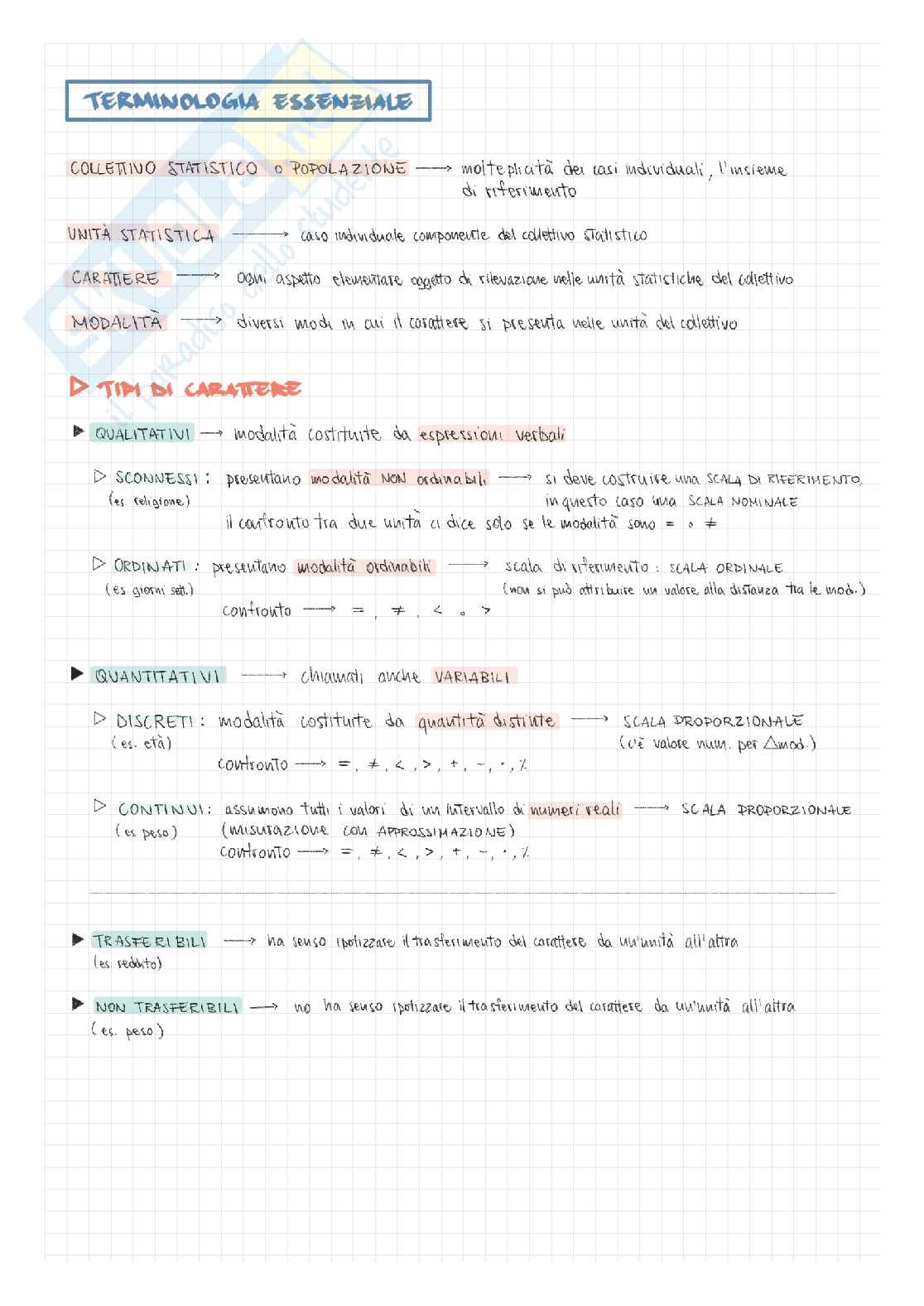 Appunti presi a lezione di Statistica di base Pag. 1