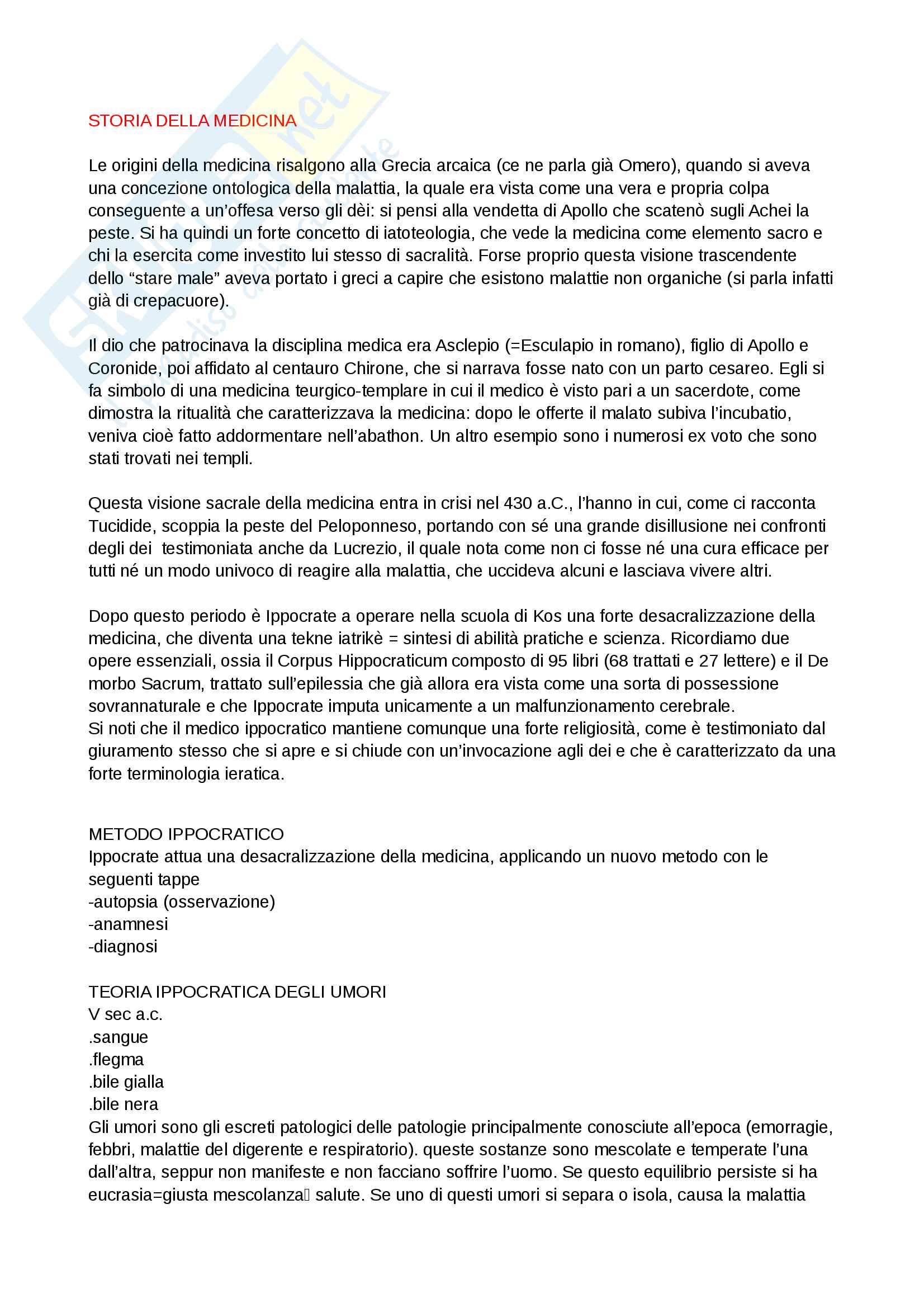 Storia della medicina Pag. 1