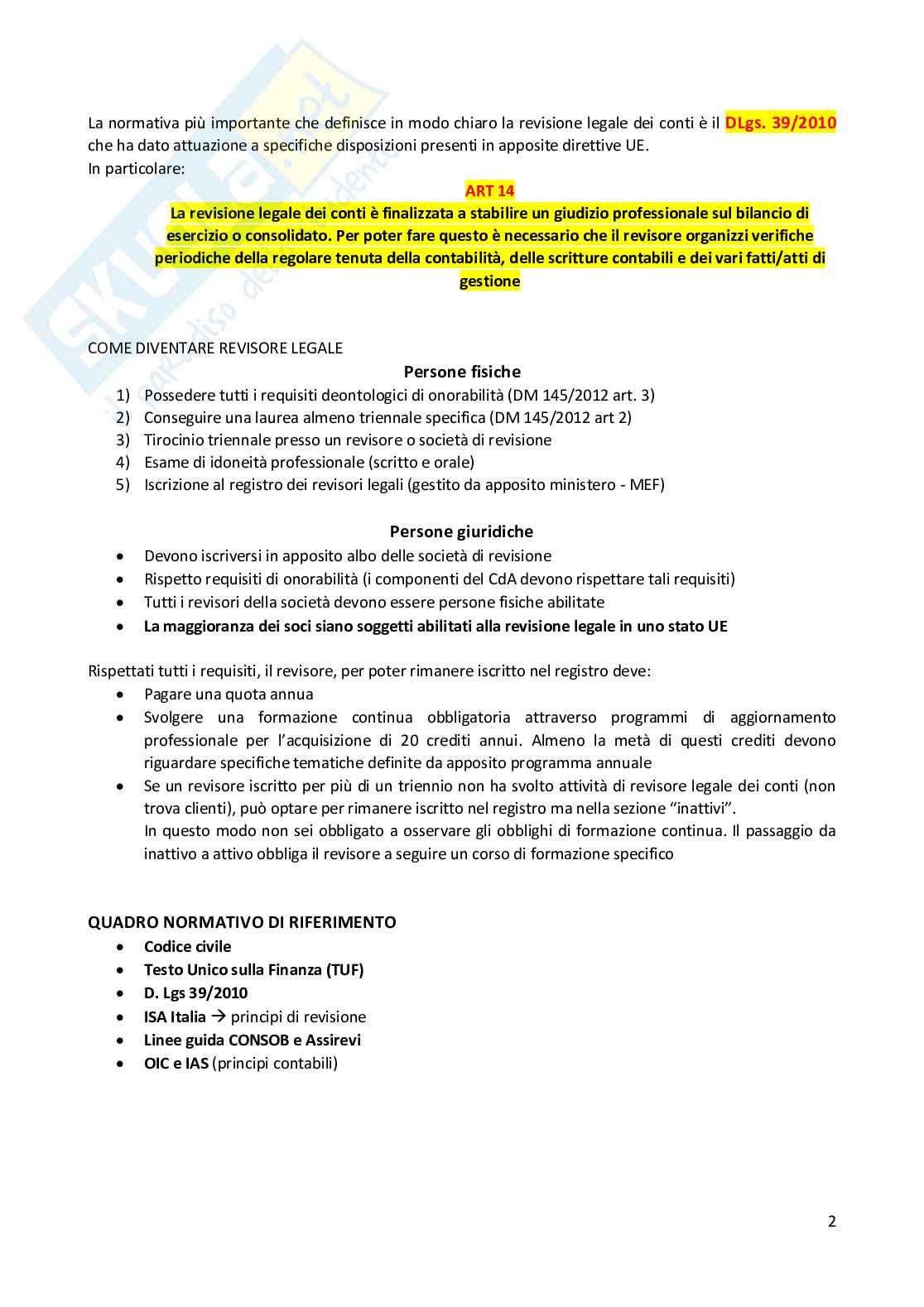 Revisione aziendale Pag. 2