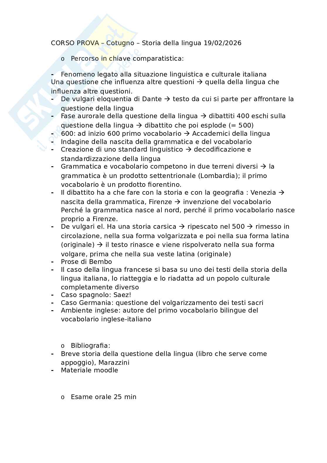 Appunti Storia della lingua italiana Pag. 1