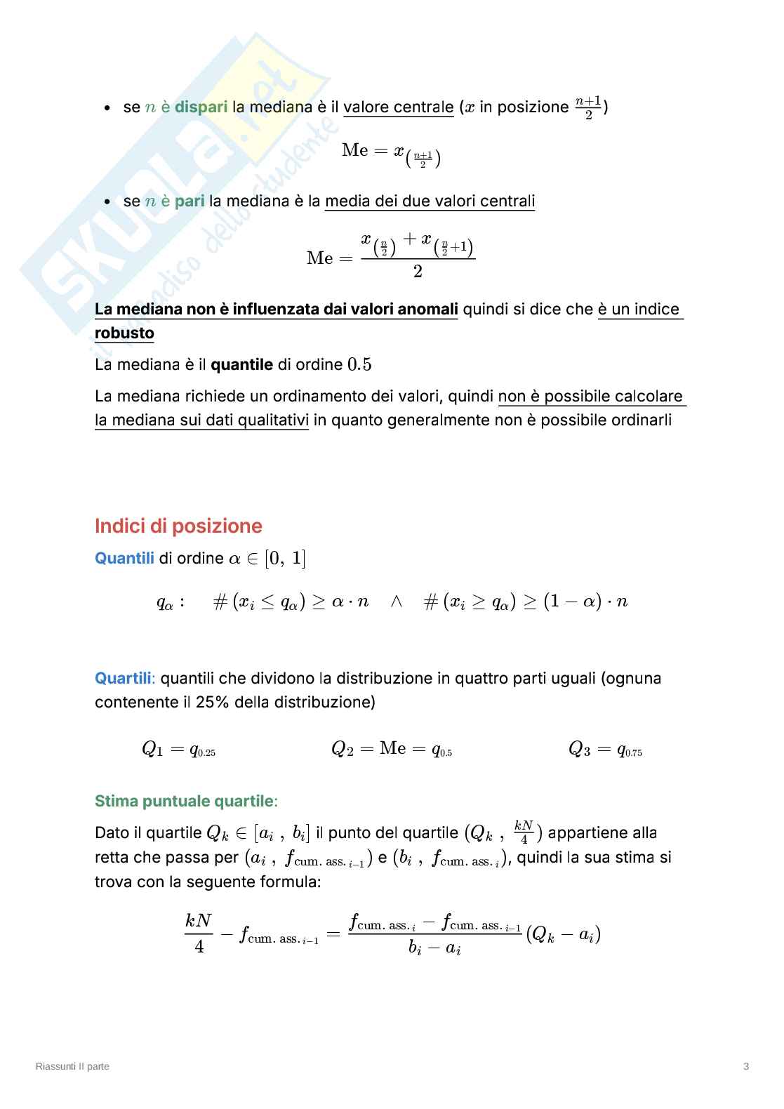 Appunti riassuntivi e formulari di Statistica  Pag. 6