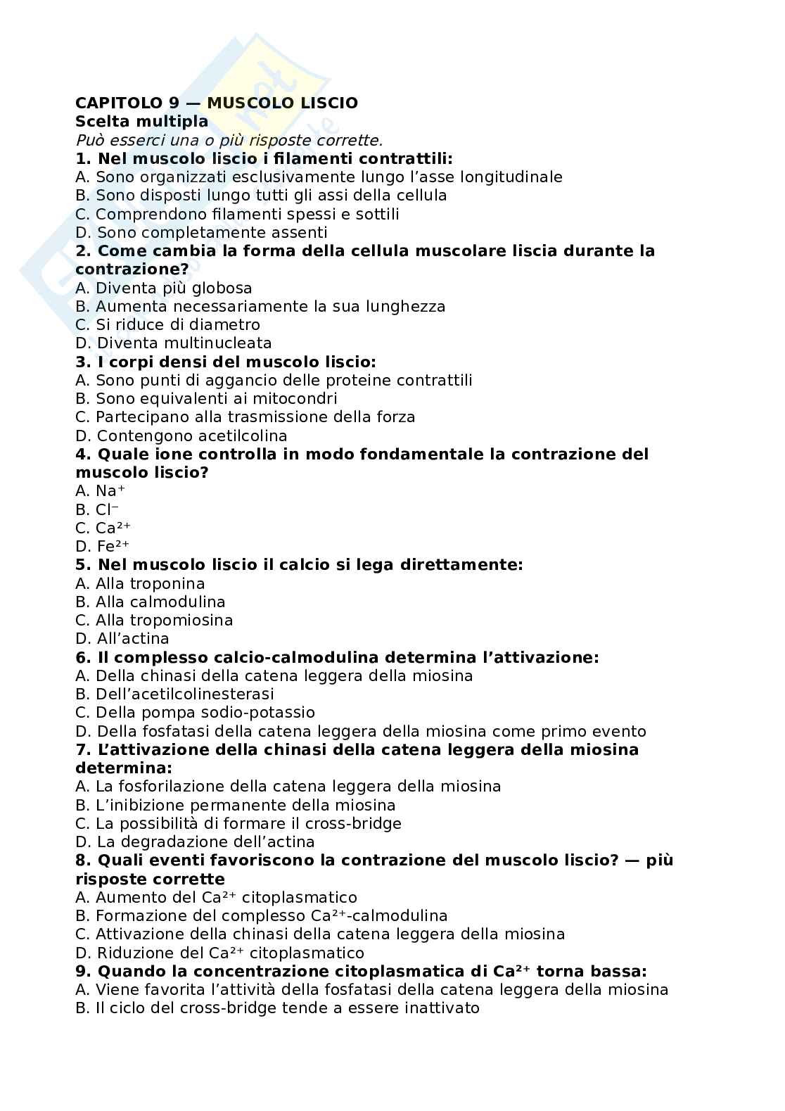 Domande per esame di Fisiologia umana Pag. 1