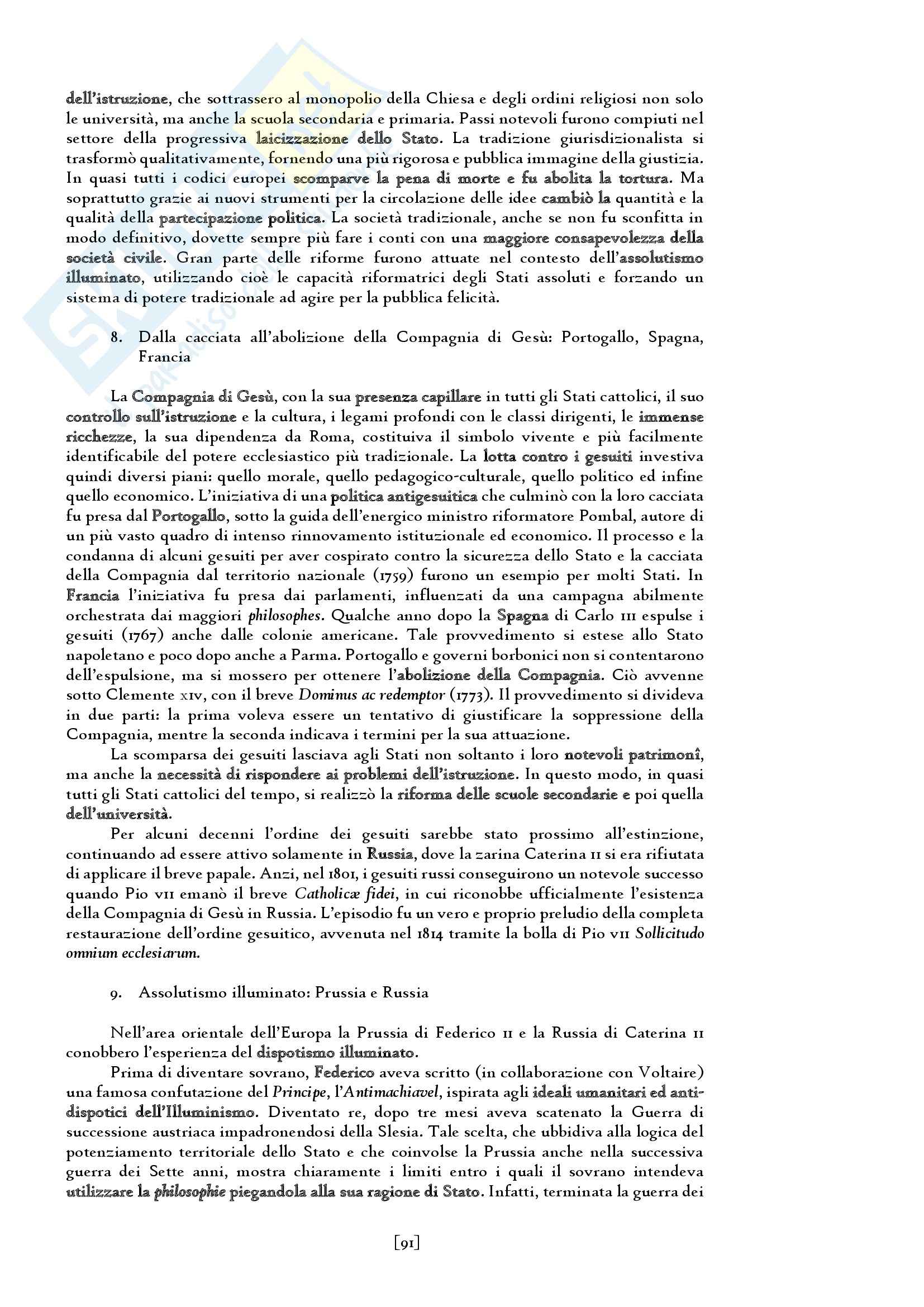 Riassunto esame del Manuale di storia moderna. L' età moderna (1660-1815) di Ricuperati, Ieva, prof. Carpanetto Pag. 91