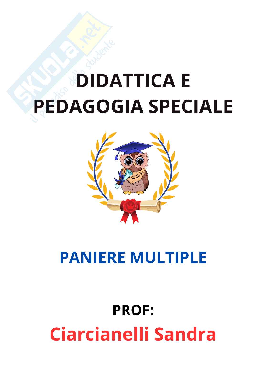 Paniere Didattica e pedagogia speciale (2026) - Risposte multiple corrette Pag. 1