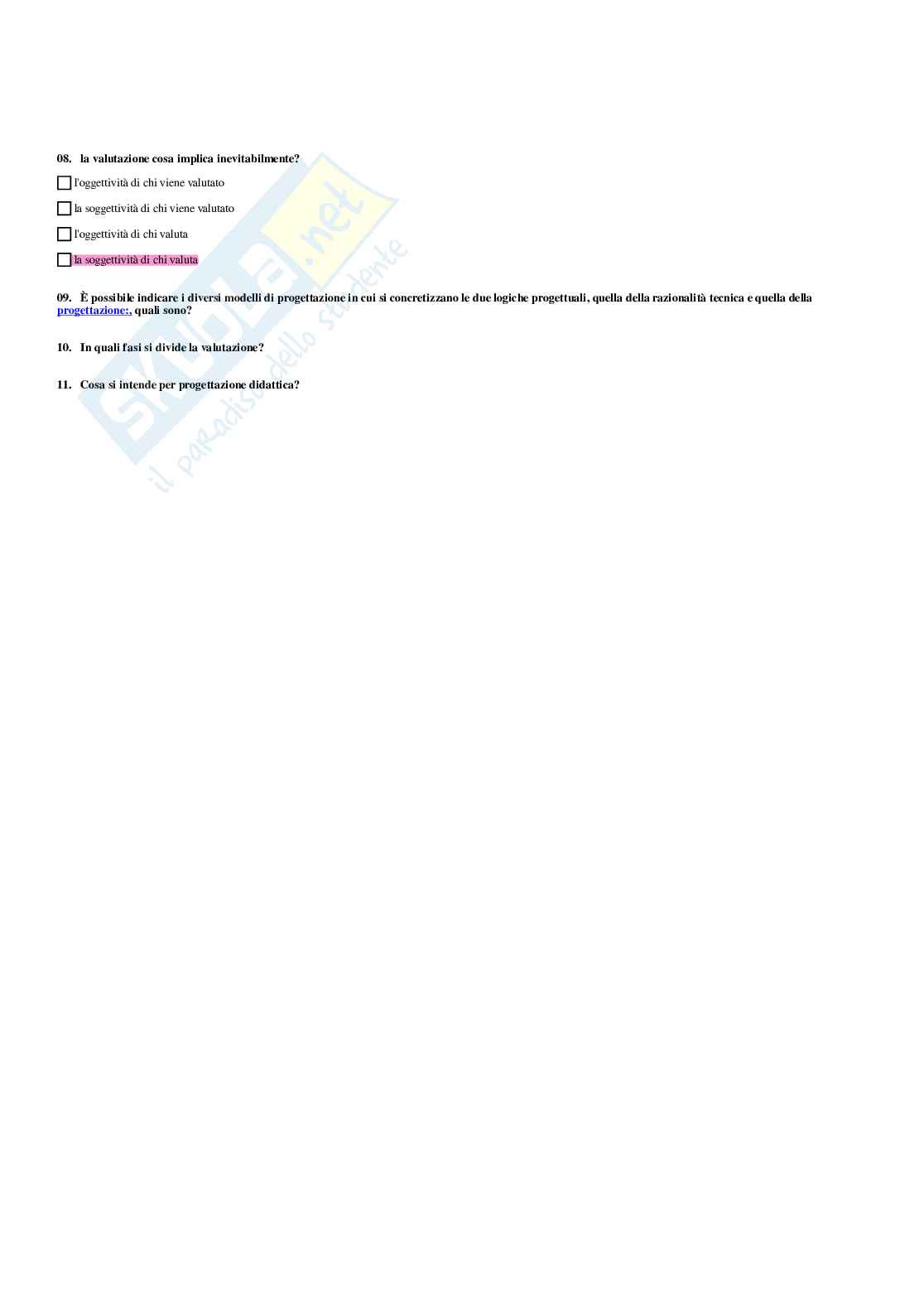 Paniere Didattica e pedagogia speciale (2026) - Risposte multiple corrette Pag. 21