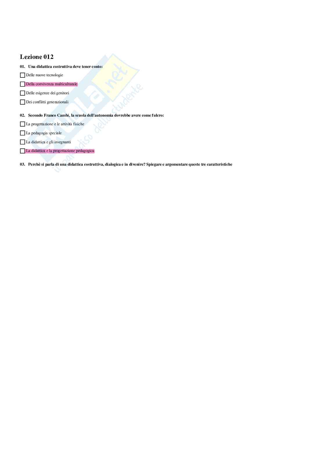 Paniere Didattica e pedagogia speciale (2026) - Risposte multiple corrette Pag. 26