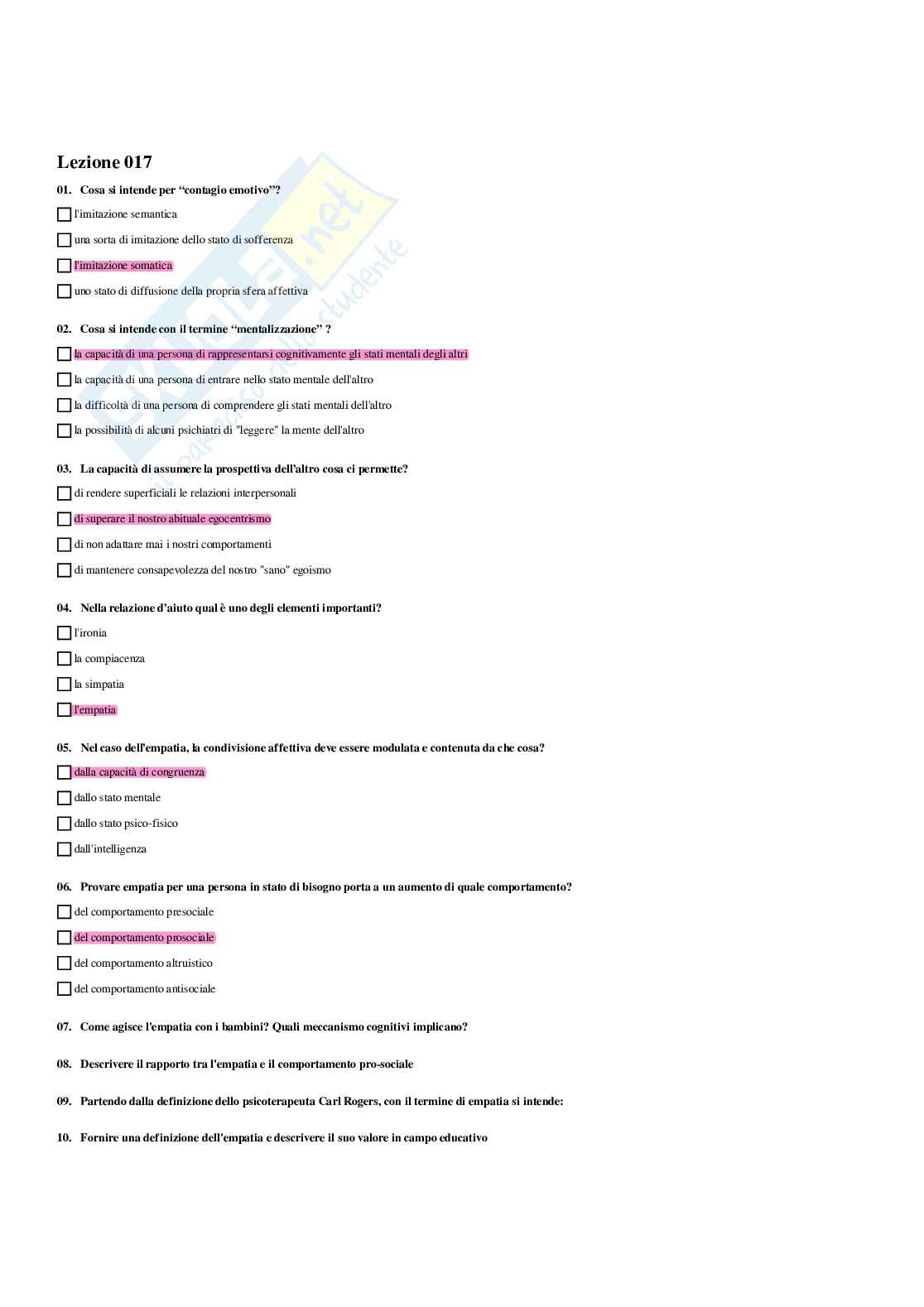Paniere Didattica e pedagogia speciale (2026) - Risposte multiple corrette Pag. 31