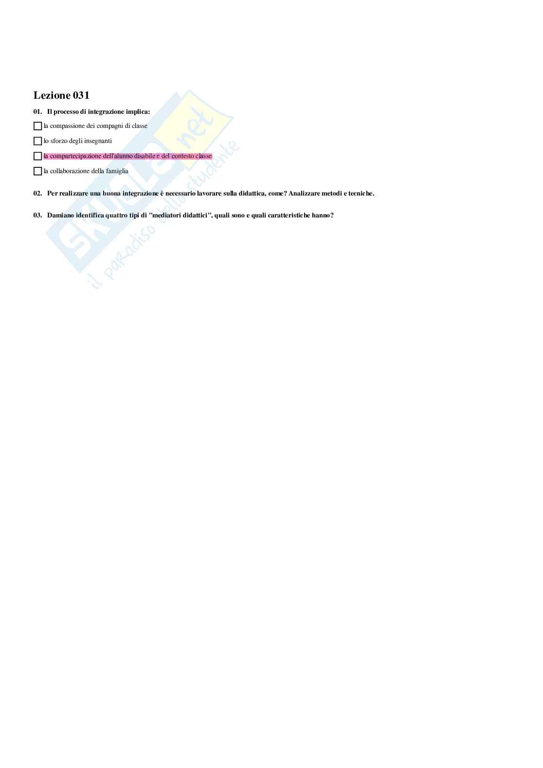 Paniere Didattica e pedagogia speciale (2026) - Risposte multiple corrette Pag. 46