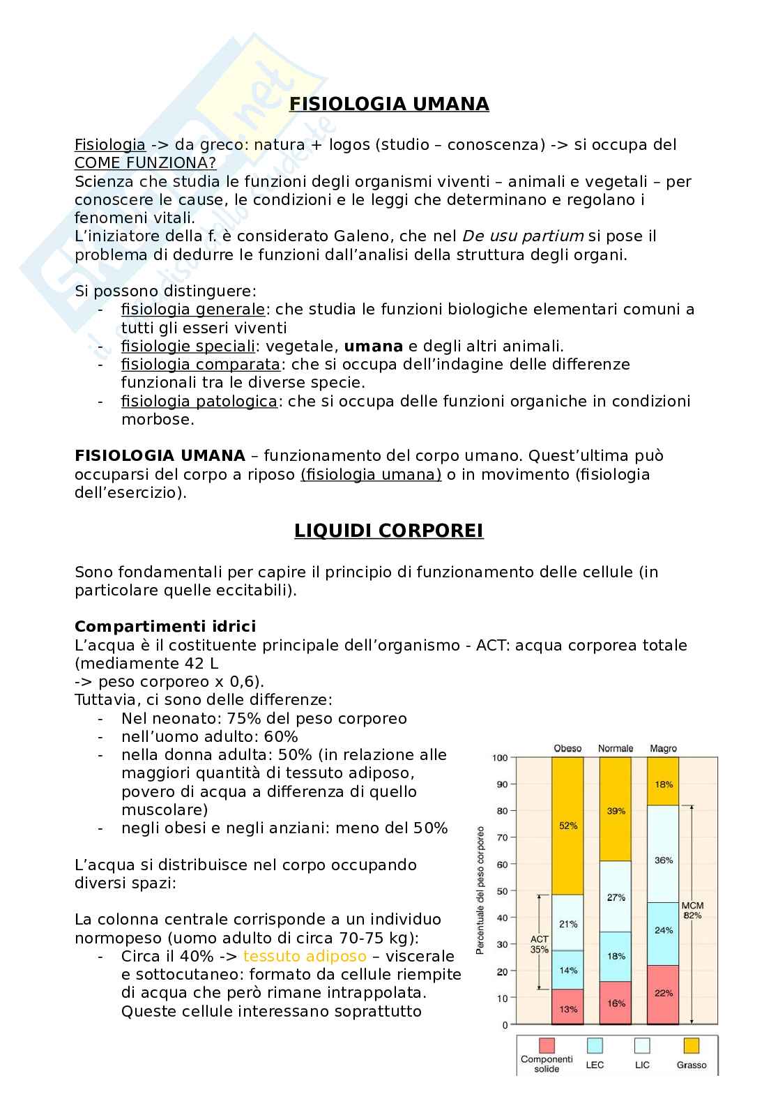 Fisiologia umana Pag. 1