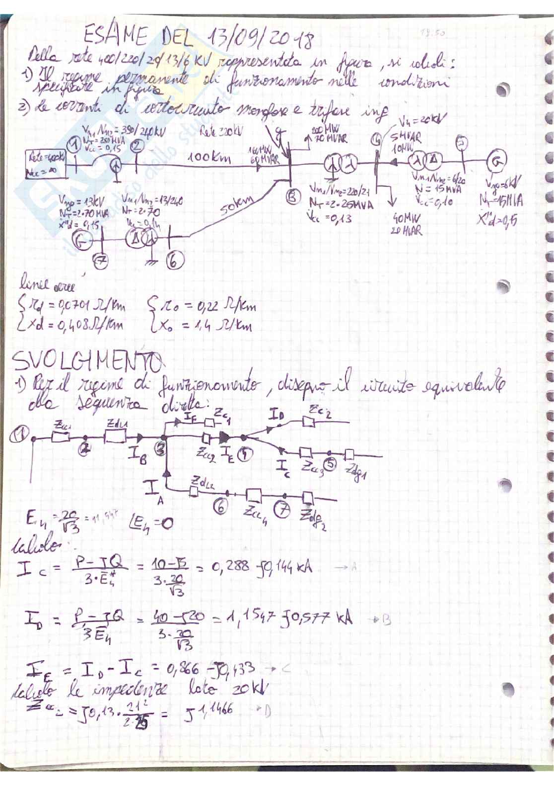 Esercizi degli Esami passati di Elementi di impianti e centrali elettriche  Pag. 36