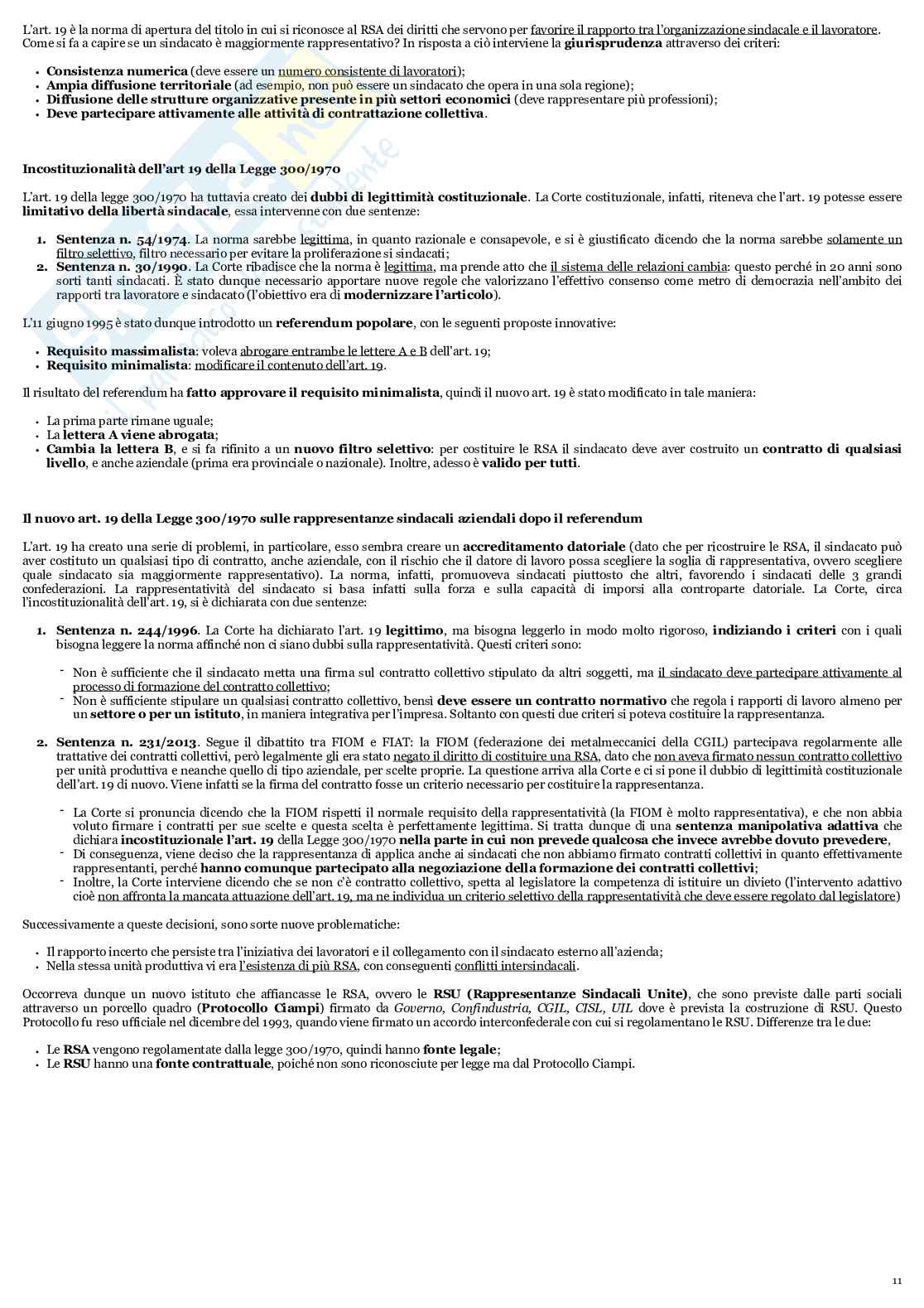 Esame di Diritto del lavoro e sindacale - Programma integrale  Pag. 11
