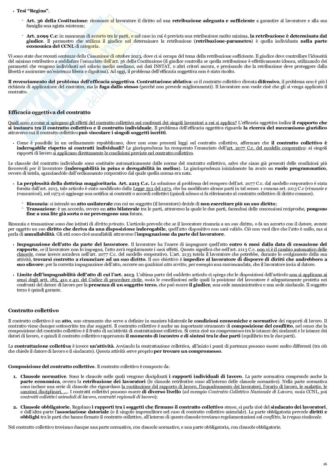 Esame di Diritto del lavoro e sindacale - Programma integrale  Pag. 16