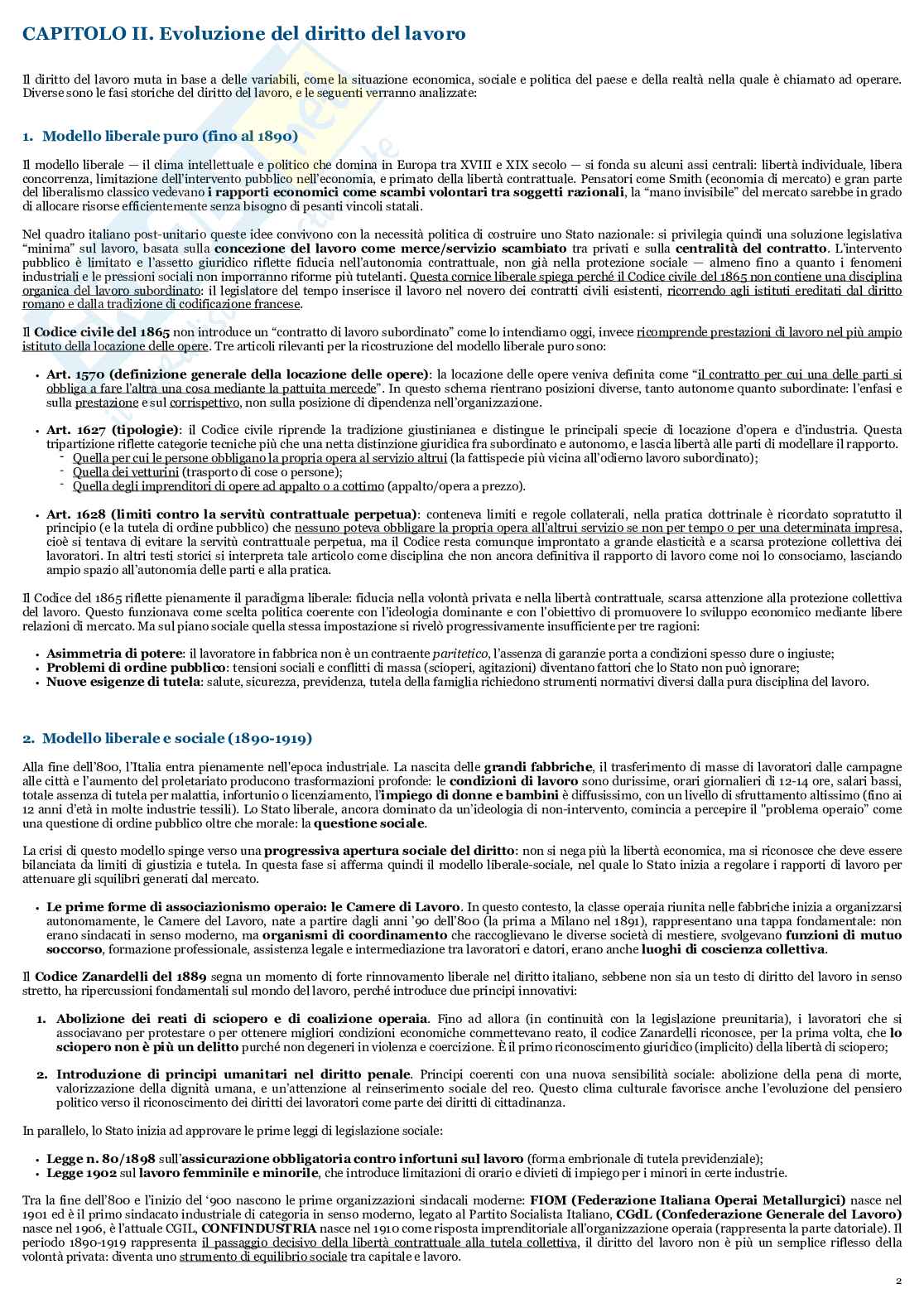 Esame di Diritto del lavoro e sindacale - Programma integrale  Pag. 2