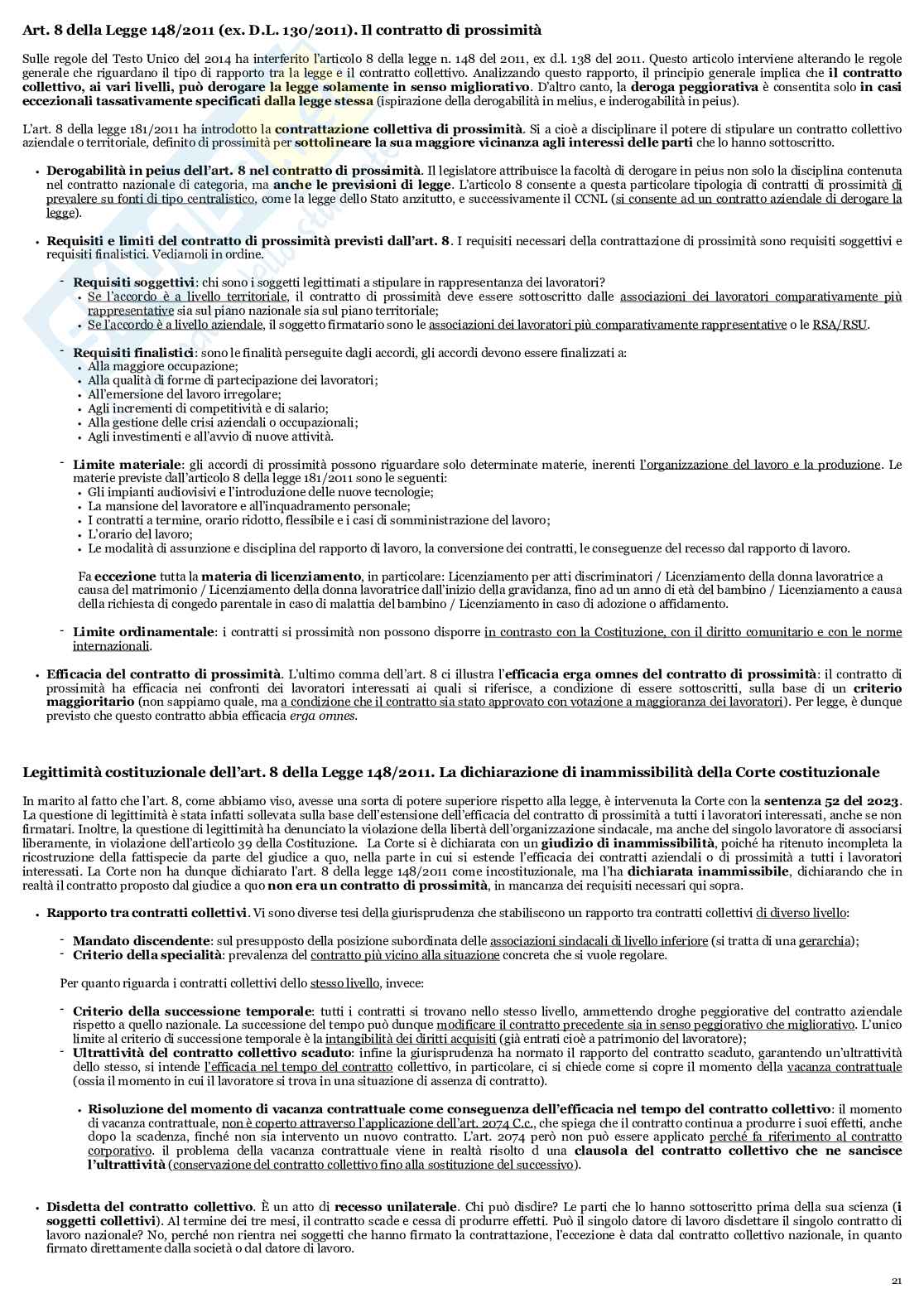 Esame di Diritto del lavoro e sindacale - Programma integrale  Pag. 21