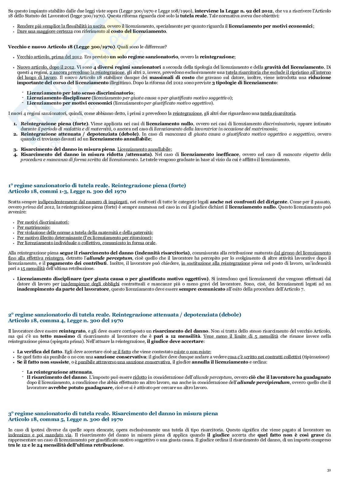 Esame di Diritto del lavoro e sindacale - Programma integrale  Pag. 31