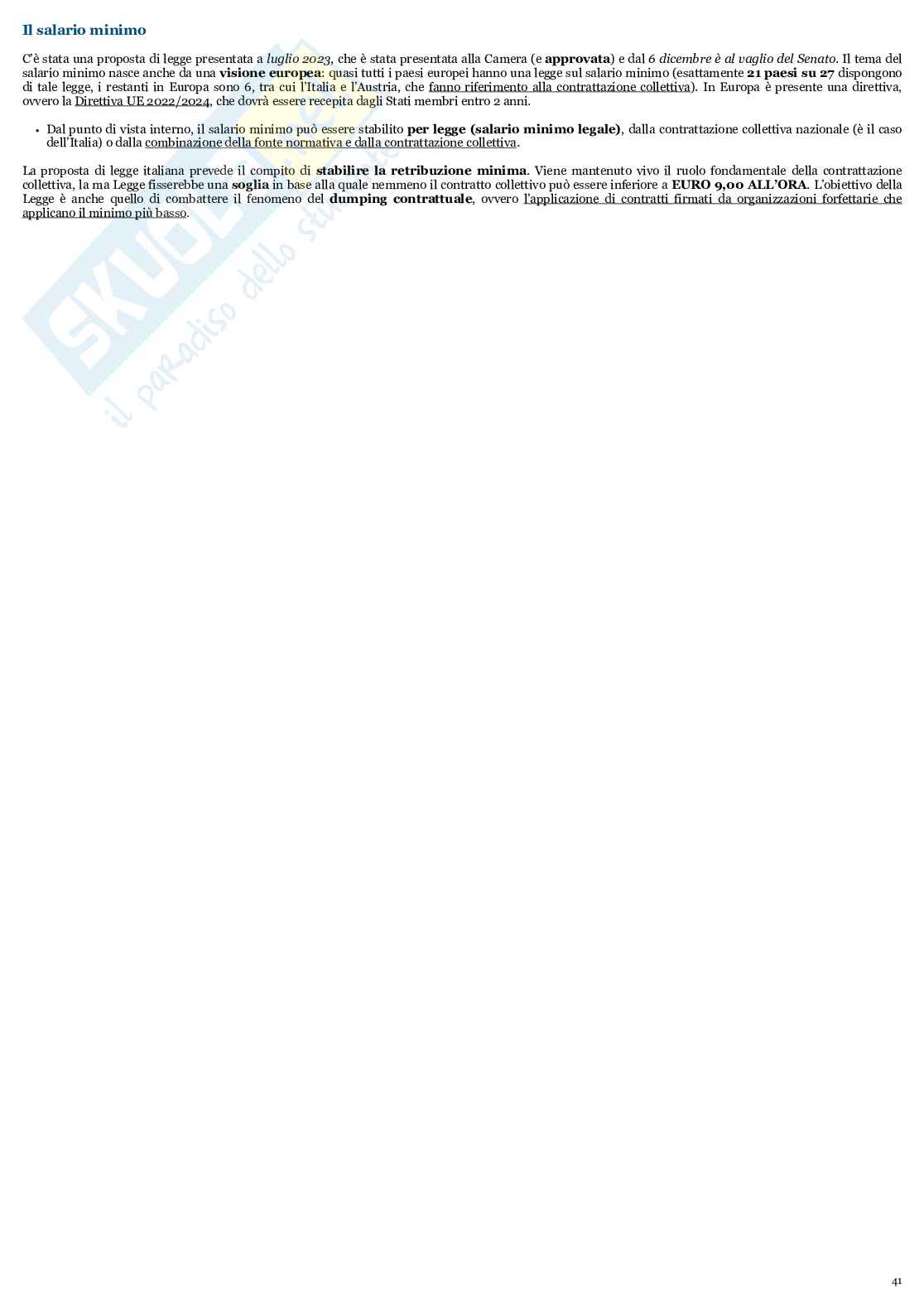 Esame di Diritto del lavoro e sindacale - Programma integrale  Pag. 41