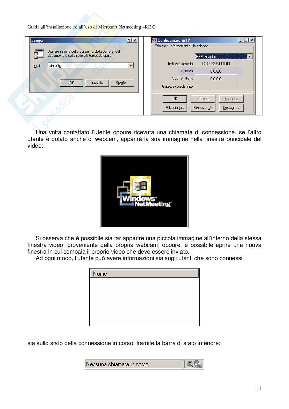 Guida all'installazione e uso di Microsoft NetMeeting Pag. 11